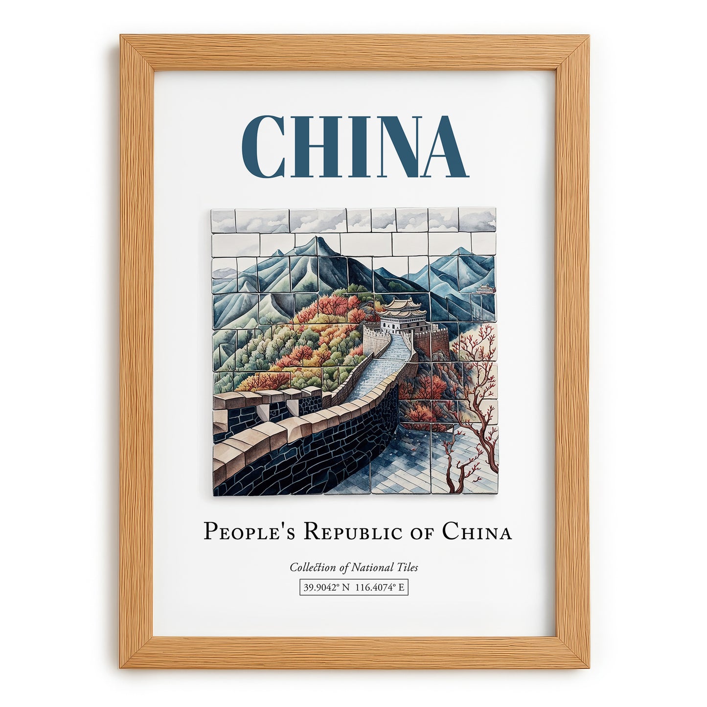 China, China – Travel Print, set in oak frame