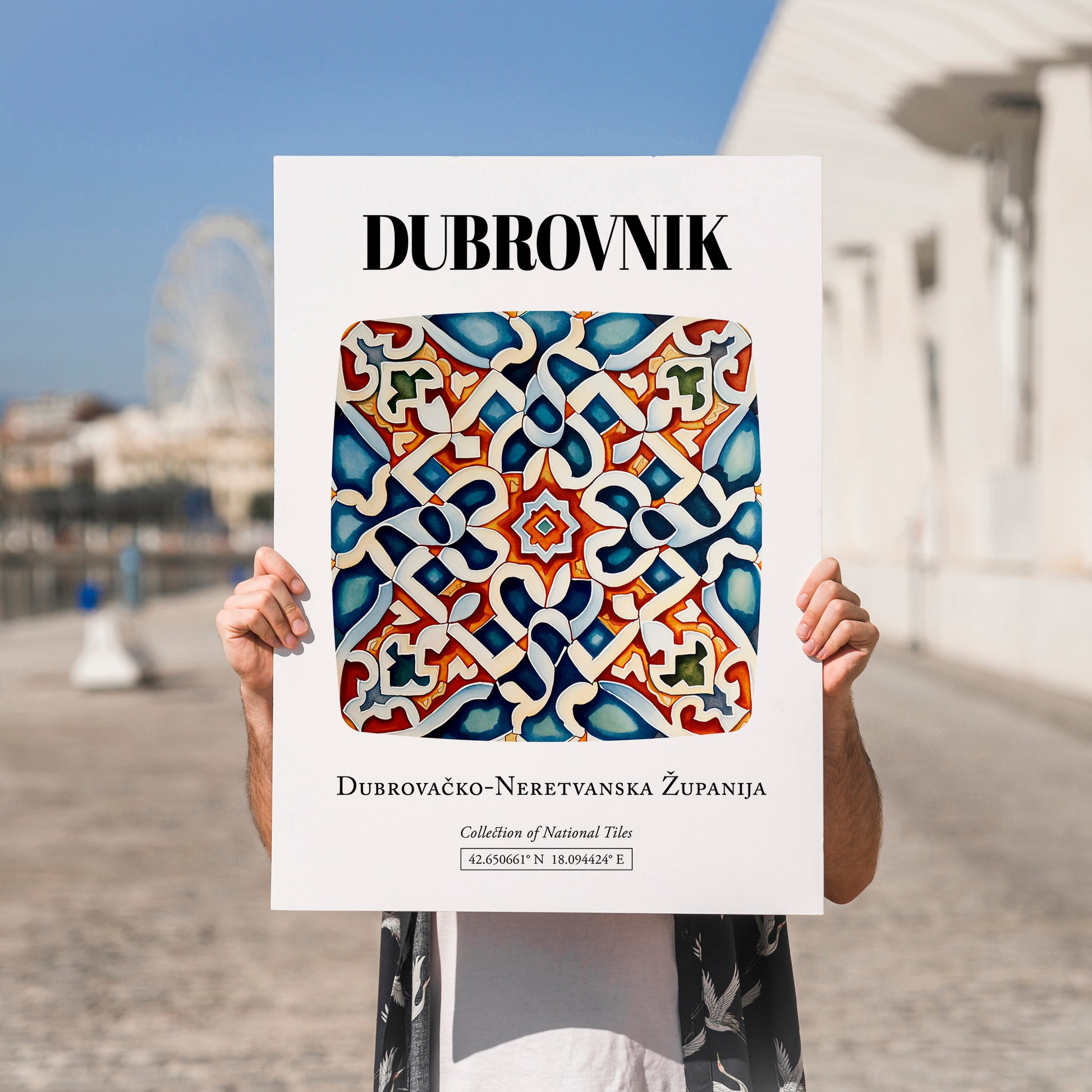 Dubrovnik, Croatia – Travel Poster, no-text version framed in wood