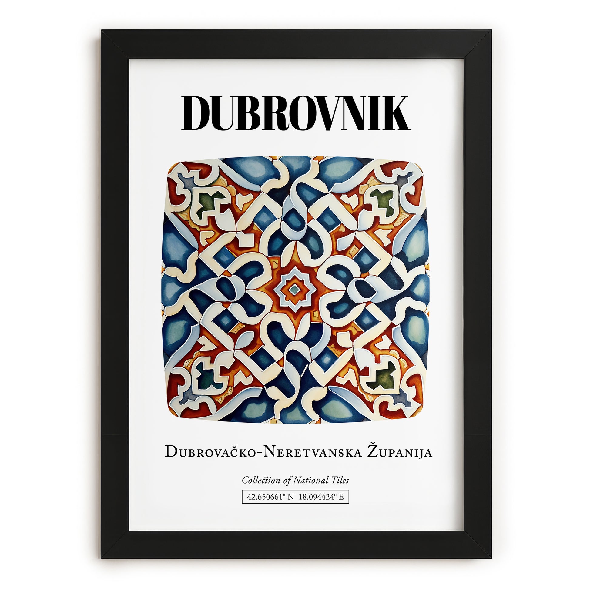 Dubrovnik, Croatia – Travel Poster, in sleek black frame
