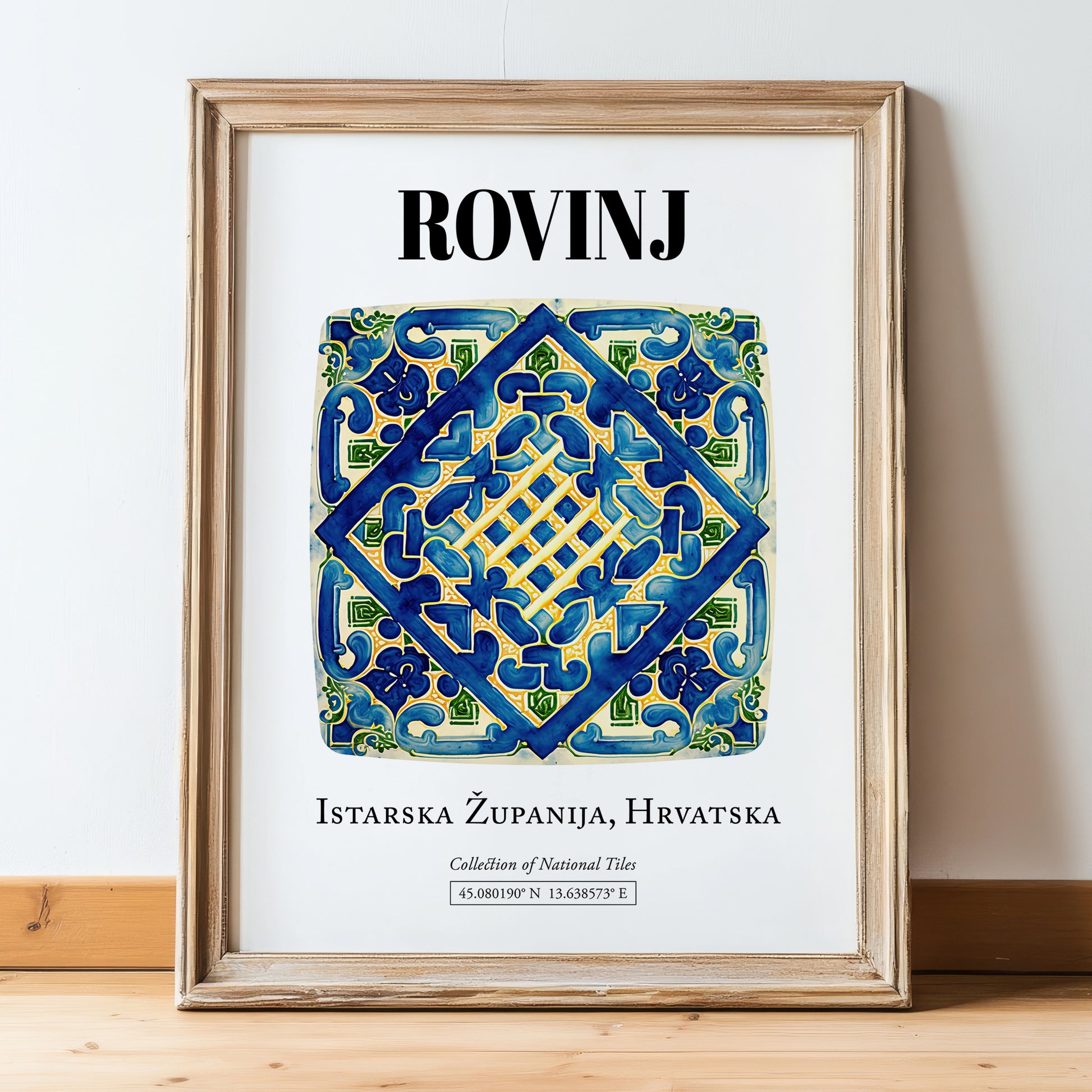 Rovinj, Croatia – Travel Wall Decor, in wooden frame leaning on the floor