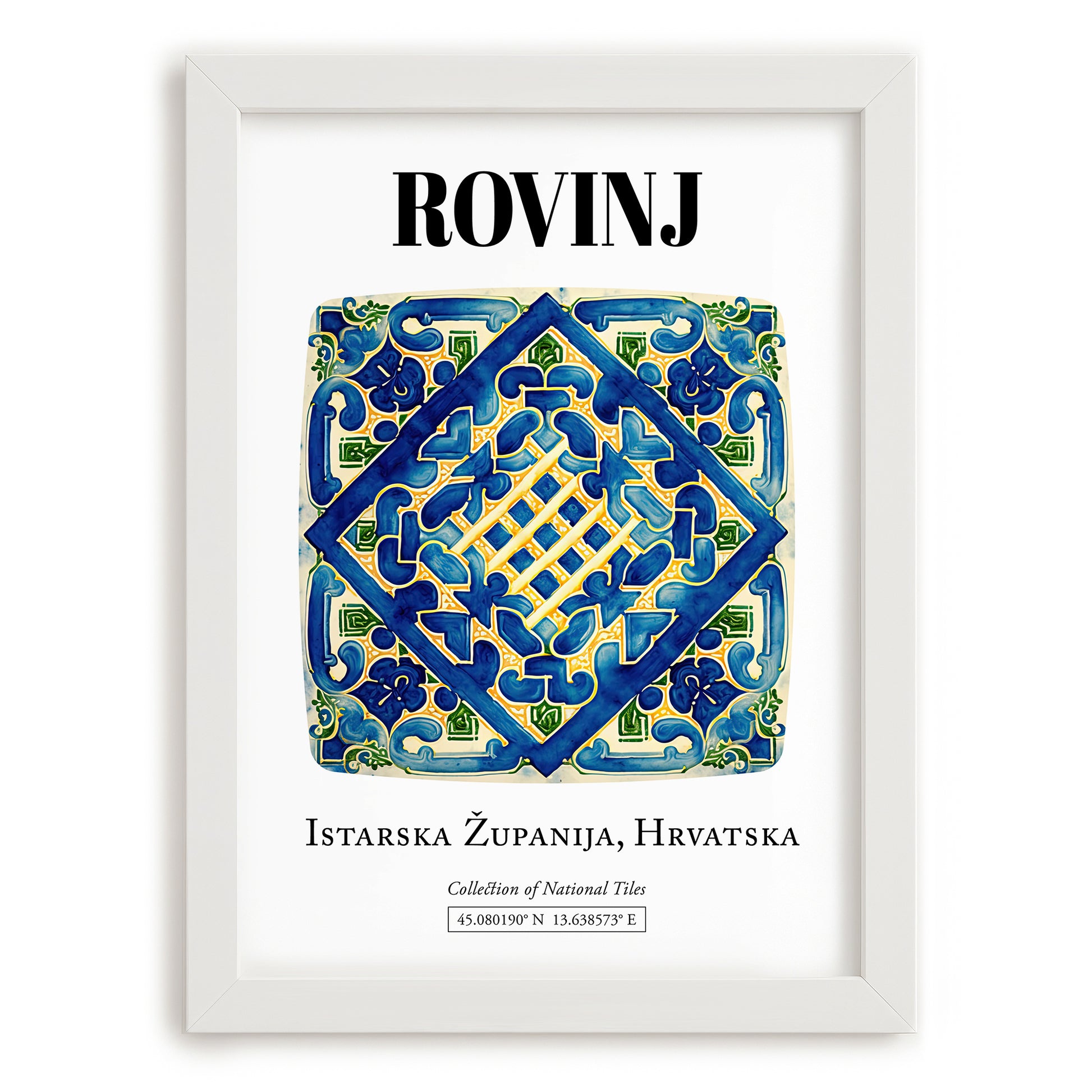 Rovinj, Croatia – Travel Wall Decor, placed in minimal white frame