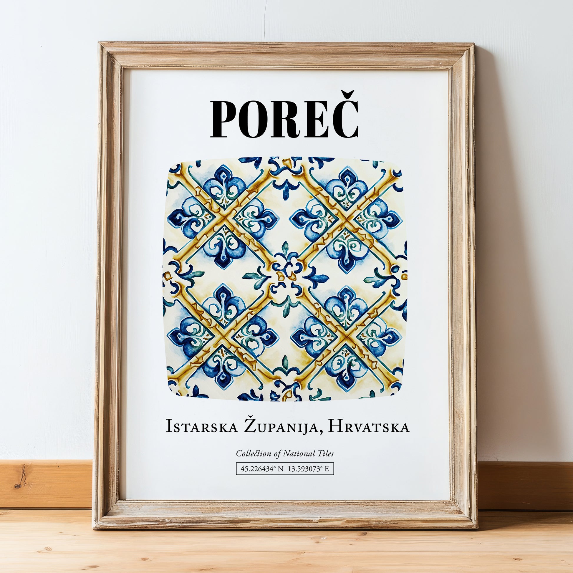 Poreč, Croatia – Travel Print, in wooden frame leaning on the floor
