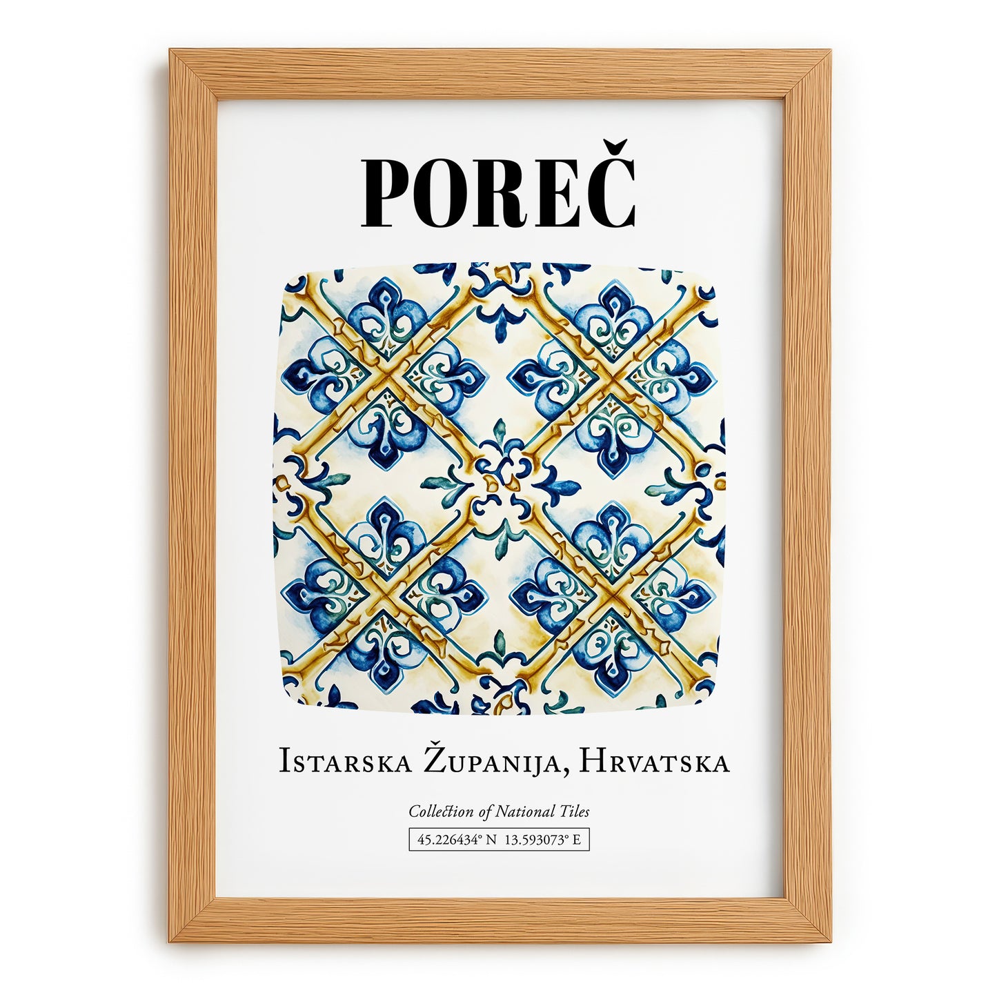 Poreč, Croatia – Travel Print, set in oak frame