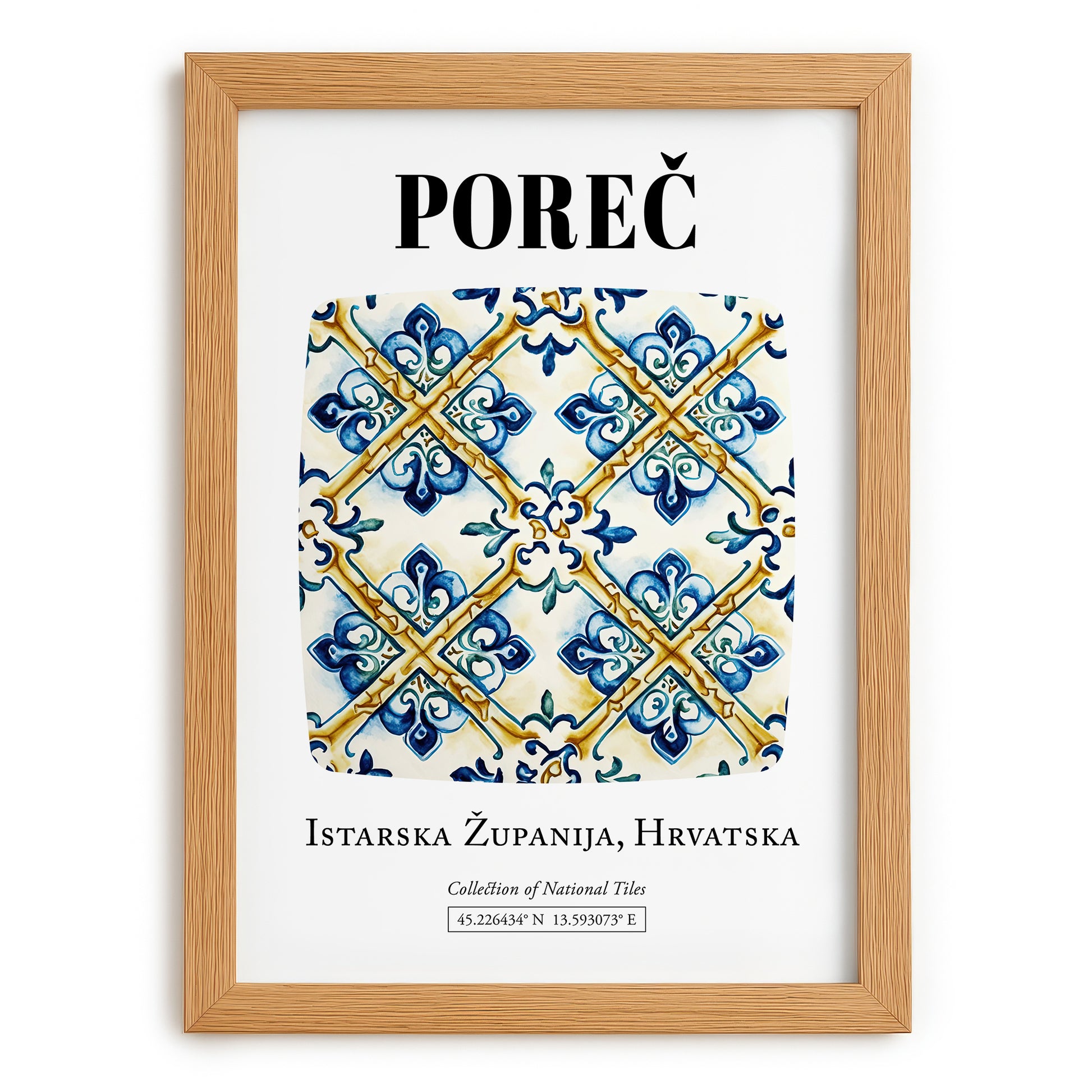 Poreč, Croatia – Travel Print, set in oak frame