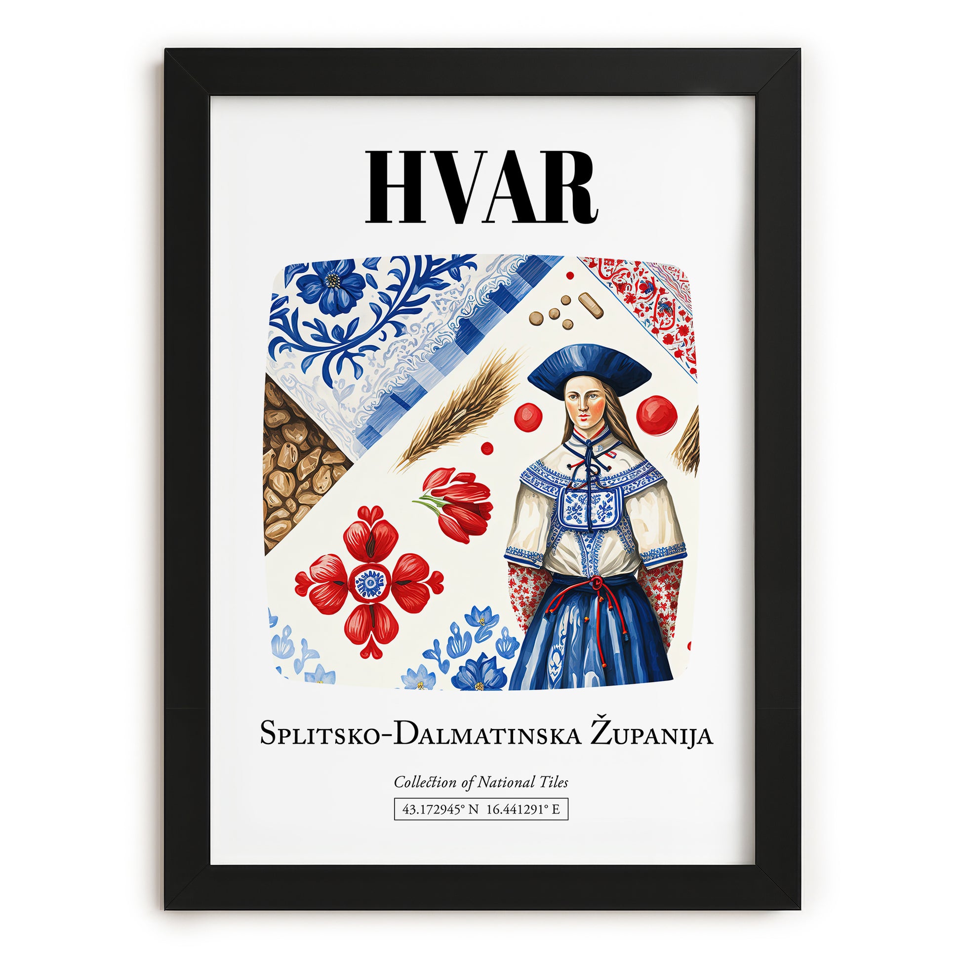 Hvar, Croatia – Travel Poster, in sleek black frame