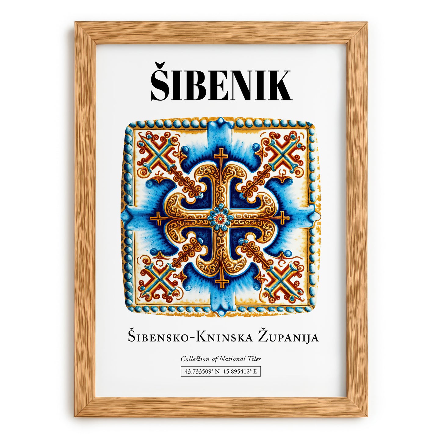 Šibenik, Croatia – Travel Print, set in oak frame