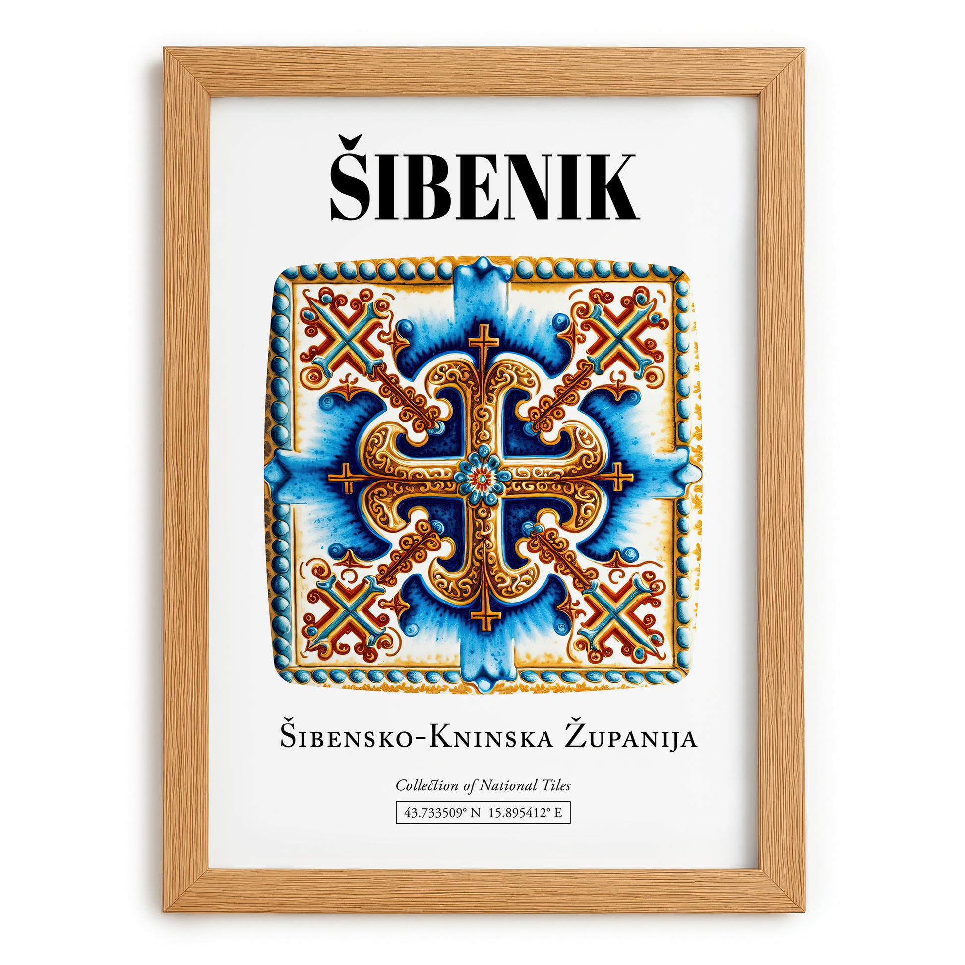 Šibenik, Croatia – Travel Print, set in oak frame