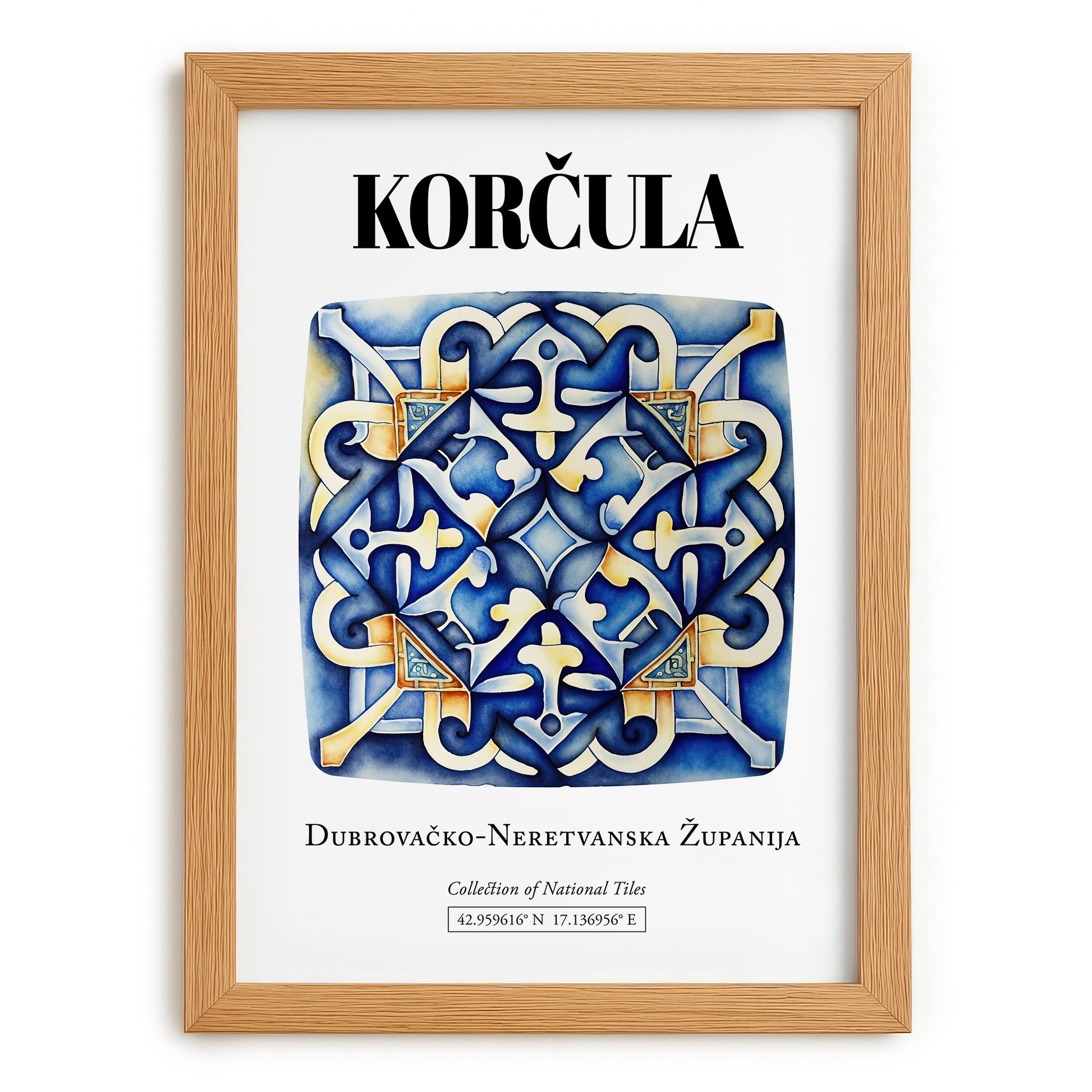 Korčula, Croatia – Country Culture Poster, set in oak frame