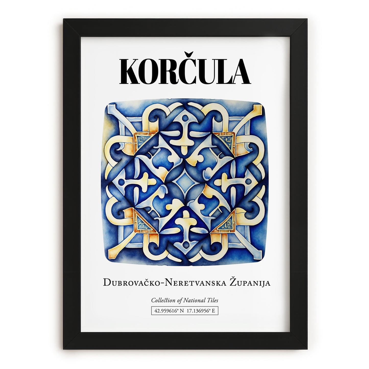 Korčula, Croatia – Country Culture Poster, in sleek black frame
