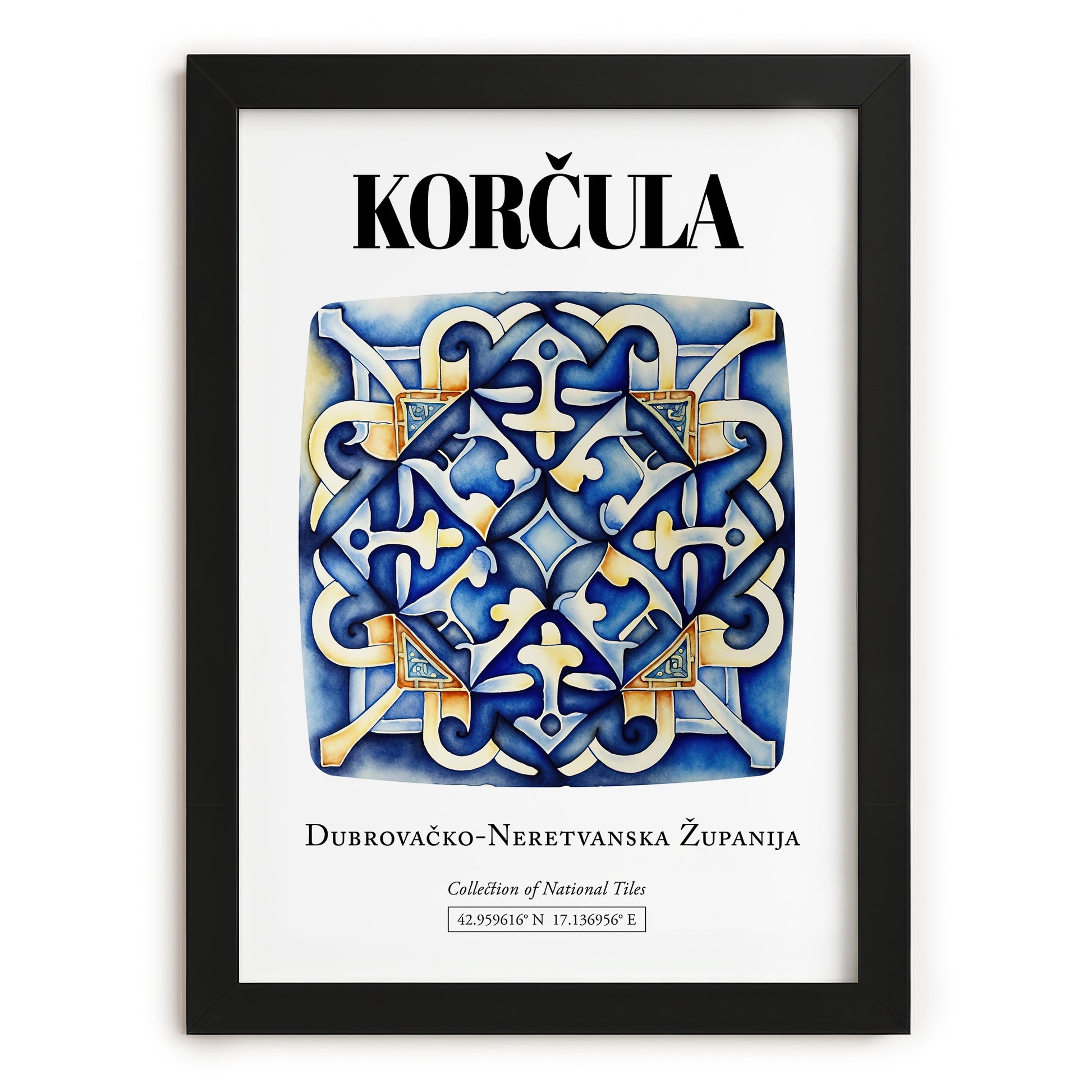 Korčula, Croatia – Country Culture Poster, in sleek black frame
