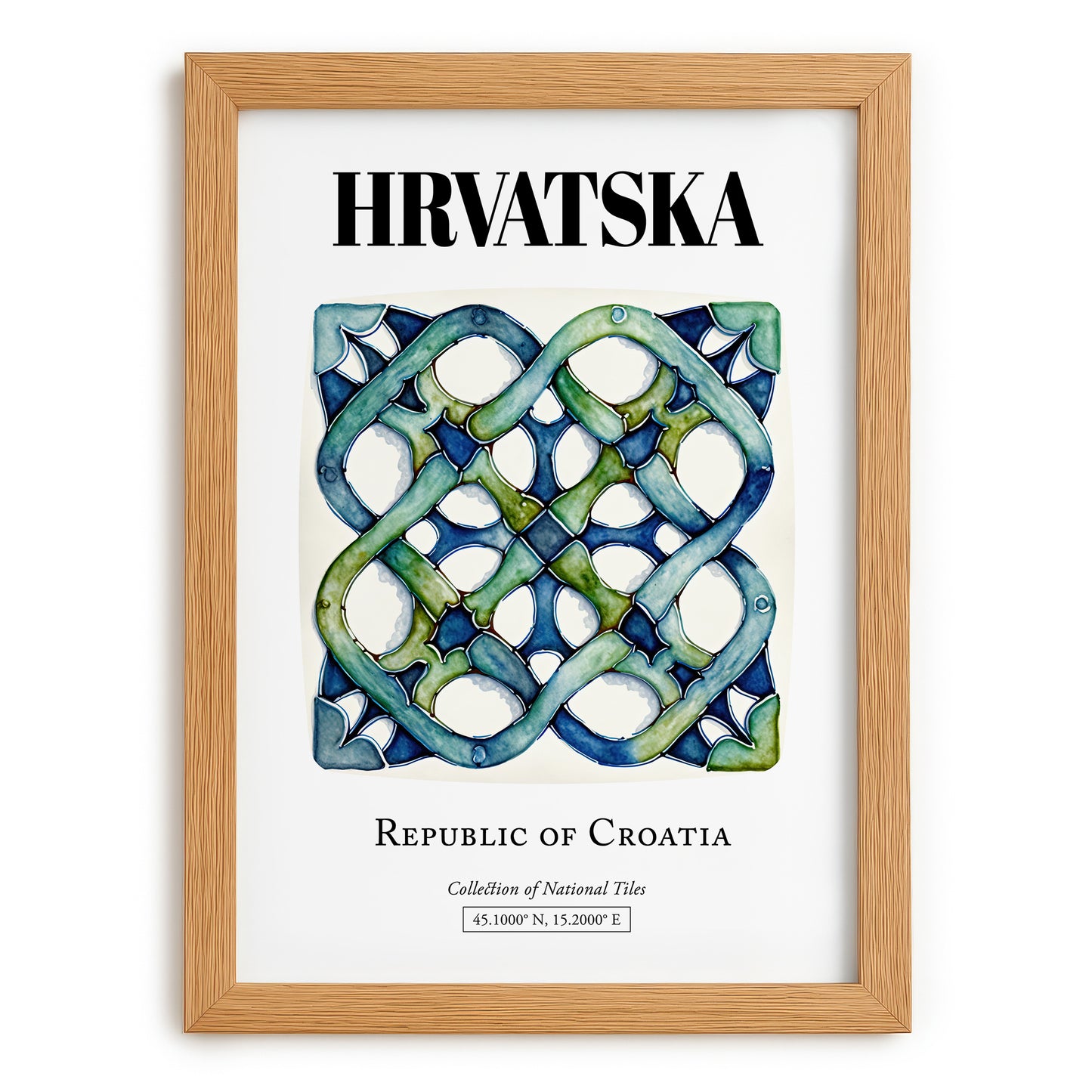 Hrvatska, Croatia – Travel Poster, set in oak frame