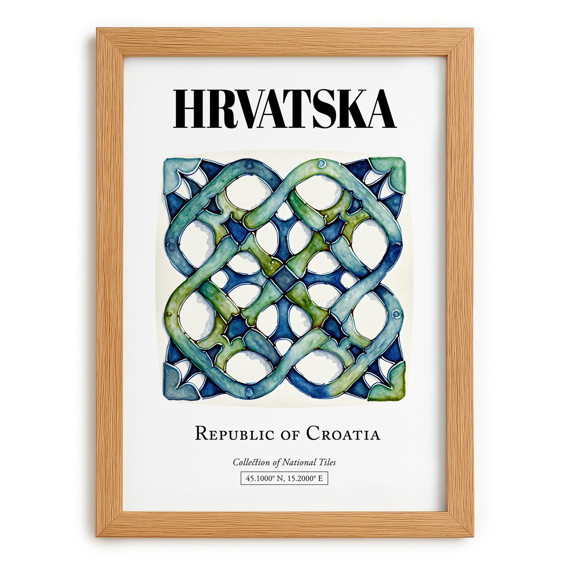 Hrvatska, Croatia – Travel Poster, set in oak frame