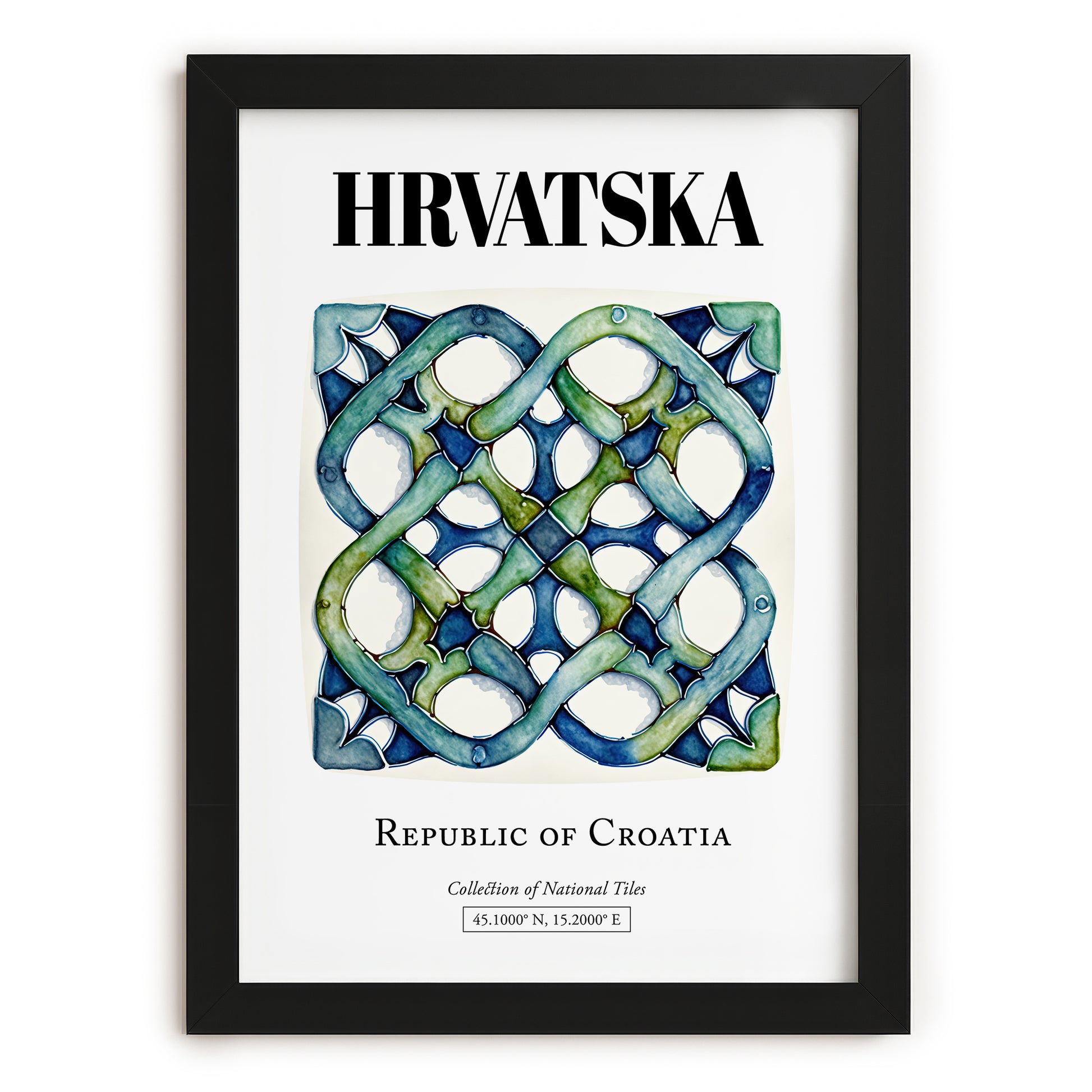 Hrvatska, Croatia – Travel Poster, in sleek black frame
