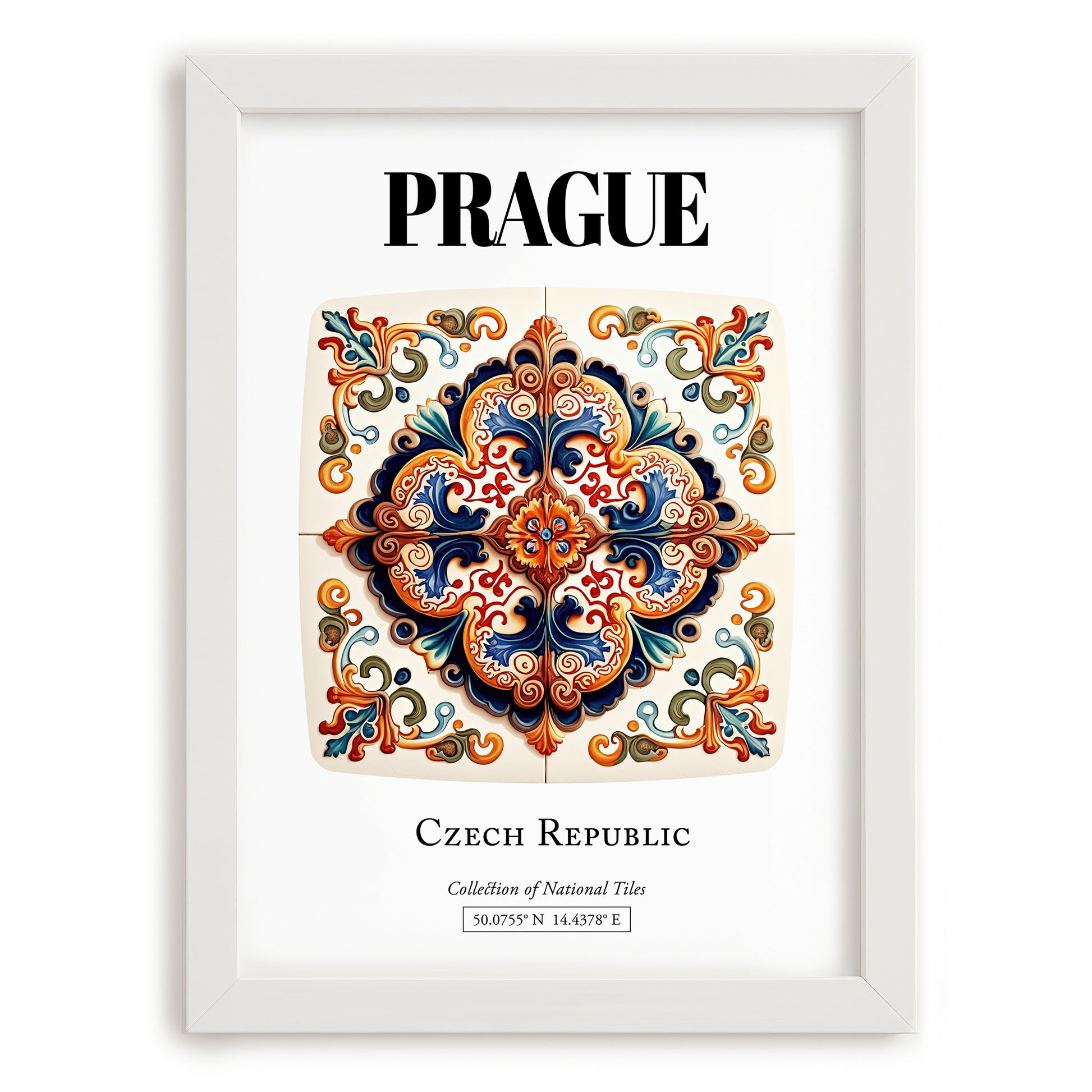 Prague, Czech Republic – Travel Print, placed in minimal white frame