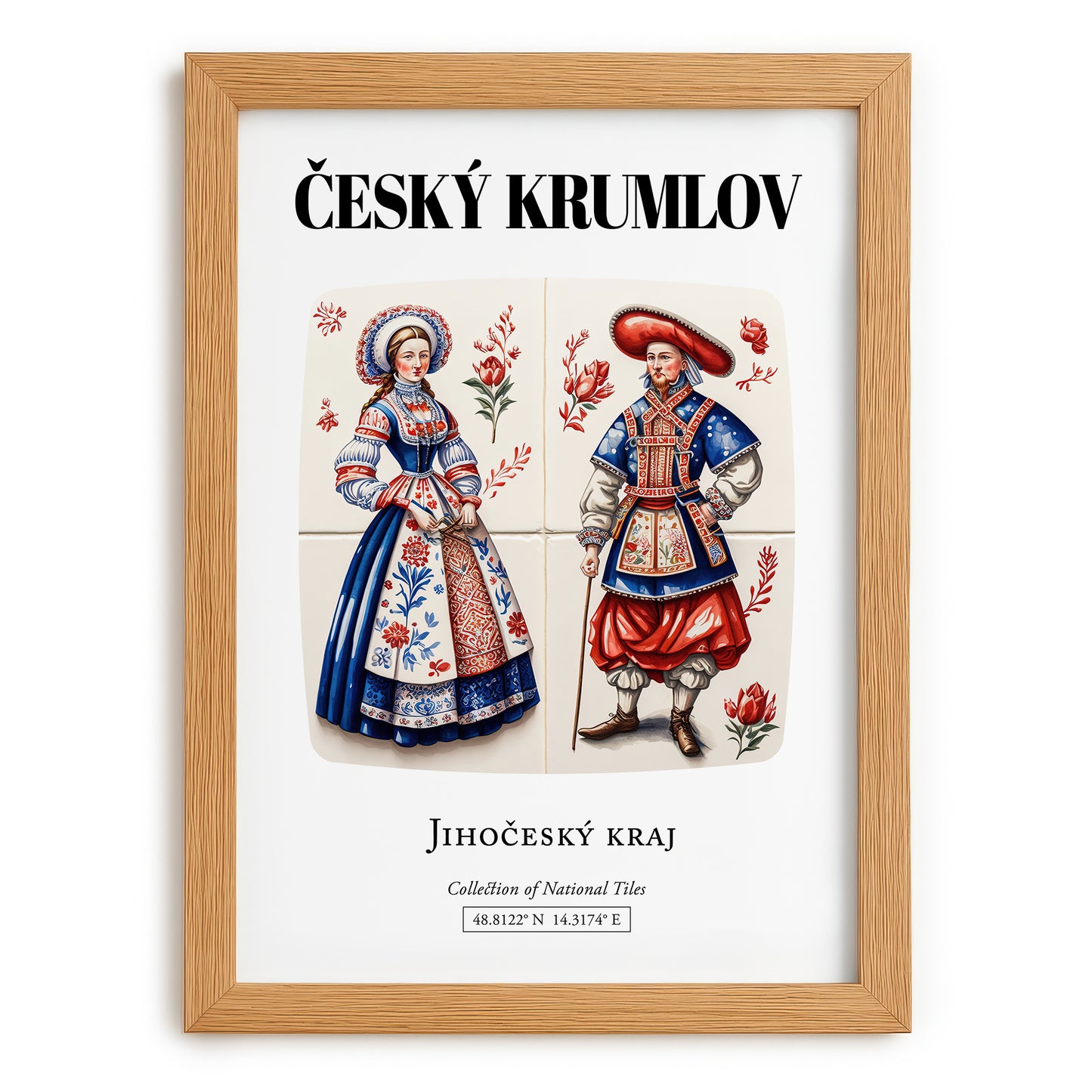 Český Krumlov, Czech Republic – Global Cities Wall Print, set in oak frame