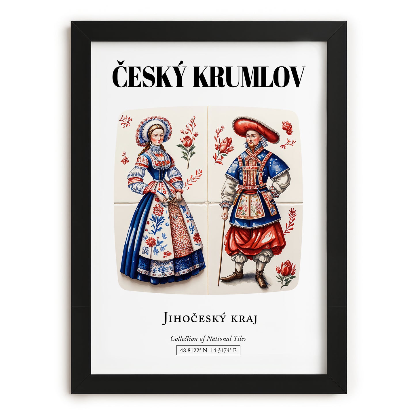 Český Krumlov, Czech Republic – Global Cities Wall Print, in sleek black frame