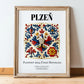 Plzeň, Czech Republic – Travel Print, in wooden frame leaning on the floor