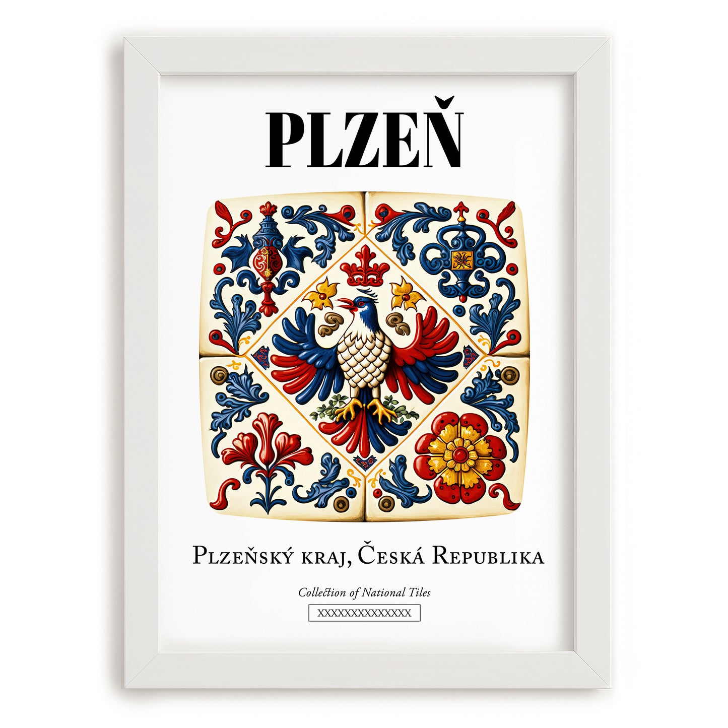 Plzeň, Czech Republic – Travel Print, placed in minimal white frame