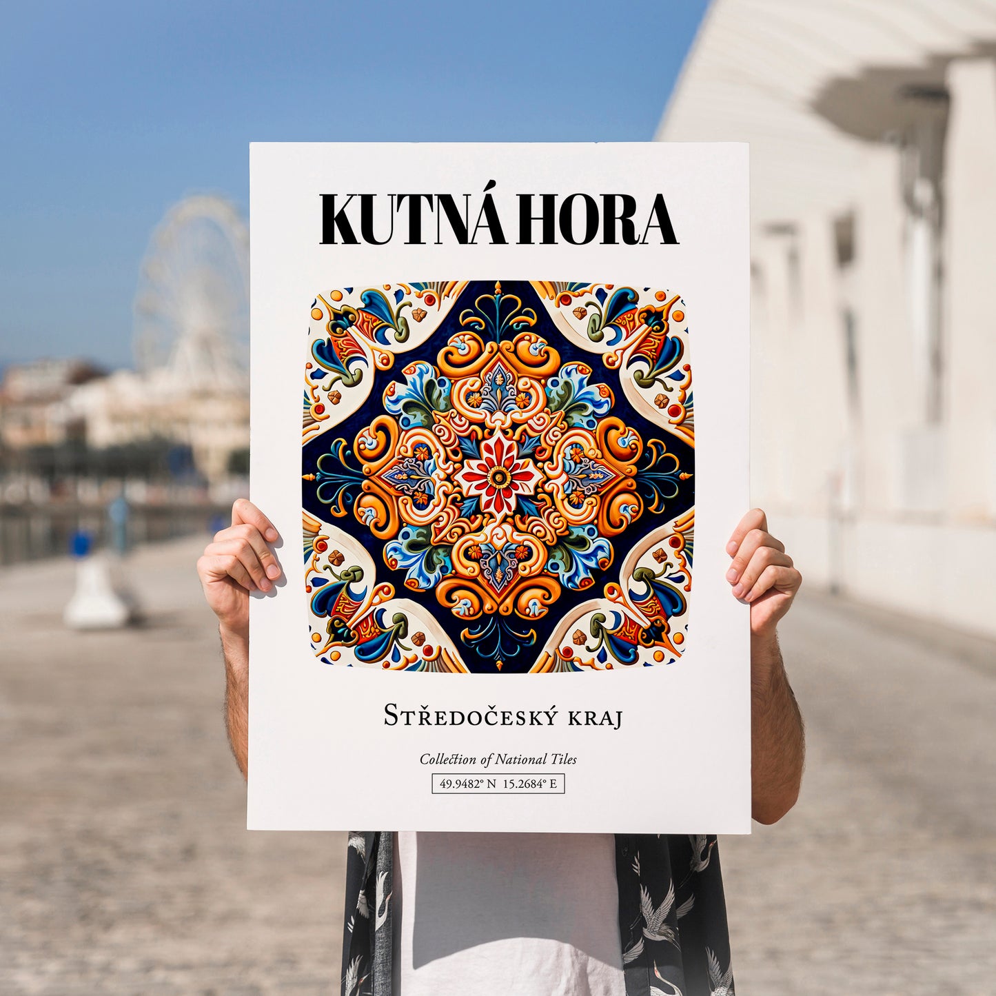 Plzeň, Czech Republic – Travel Poster, no-text version framed in wood