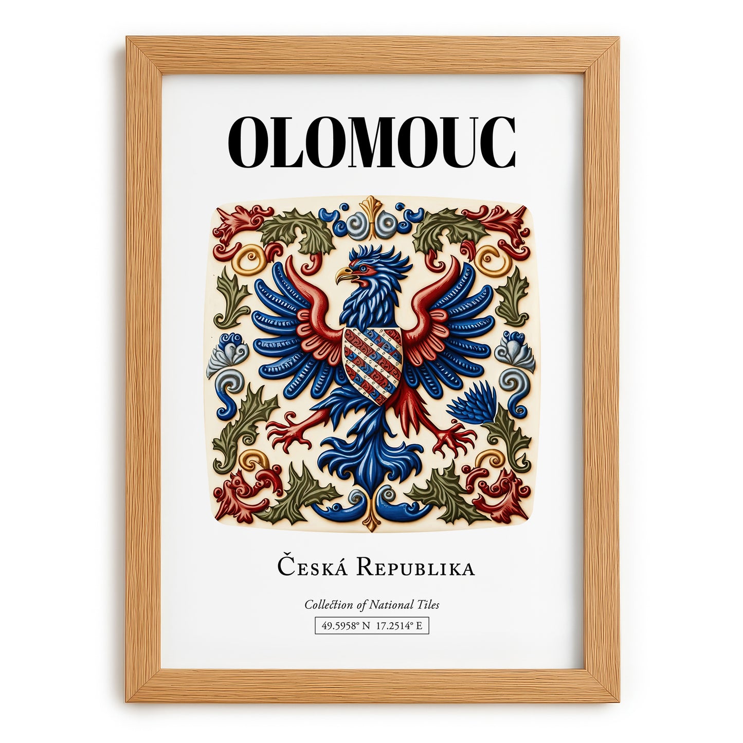 Olomouc, Czech Republic – Wanderlust-Inspired Poster, set in oak frame