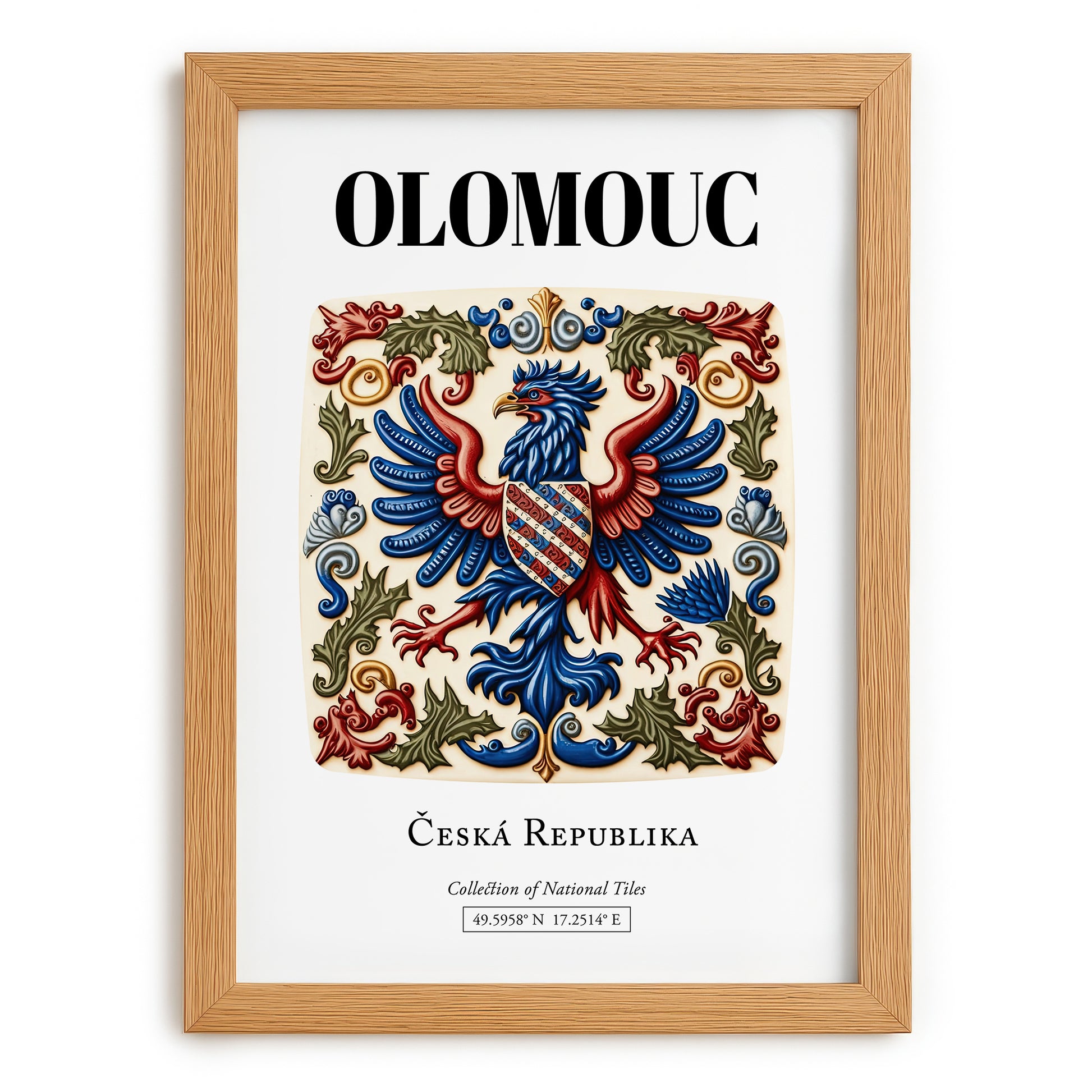 Olomouc, Czech Republic – Wanderlust-Inspired Poster, set in oak frame
