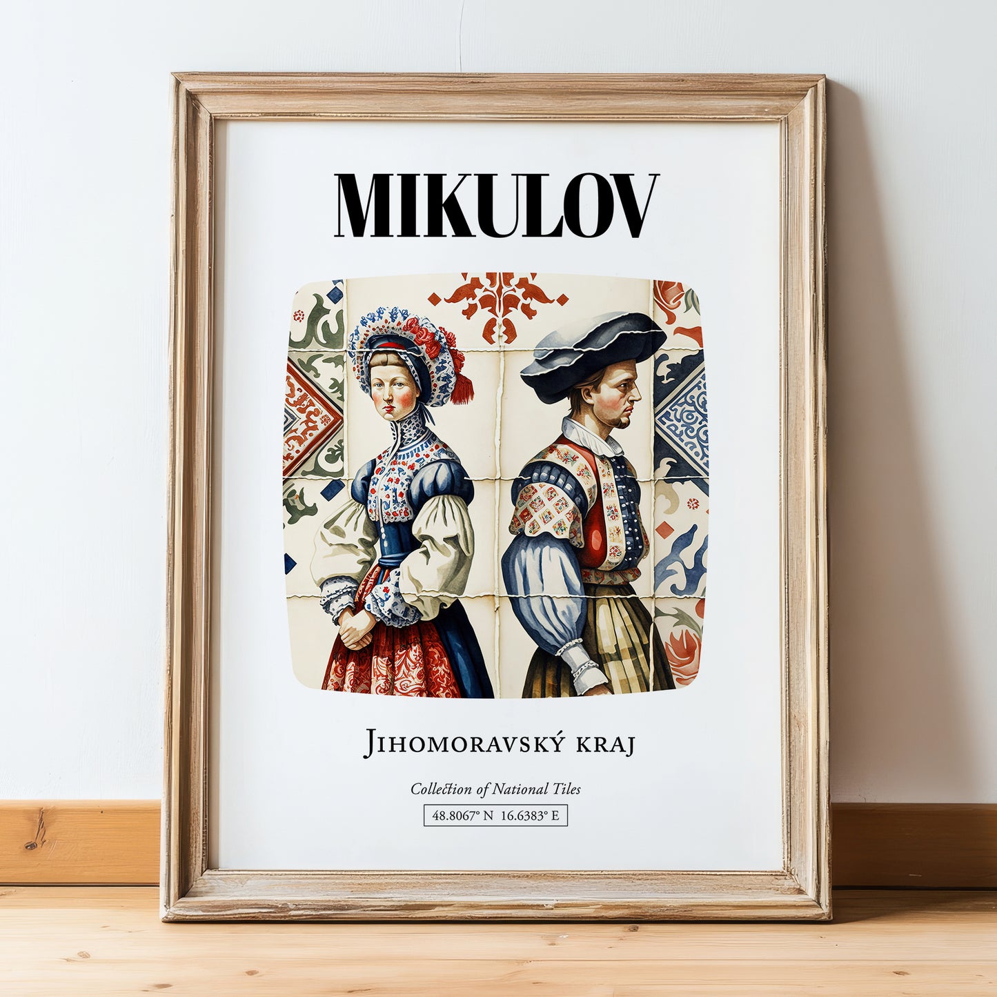 Mikulov, Czech Republic – Travel Print, in wooden frame leaning on the floor
