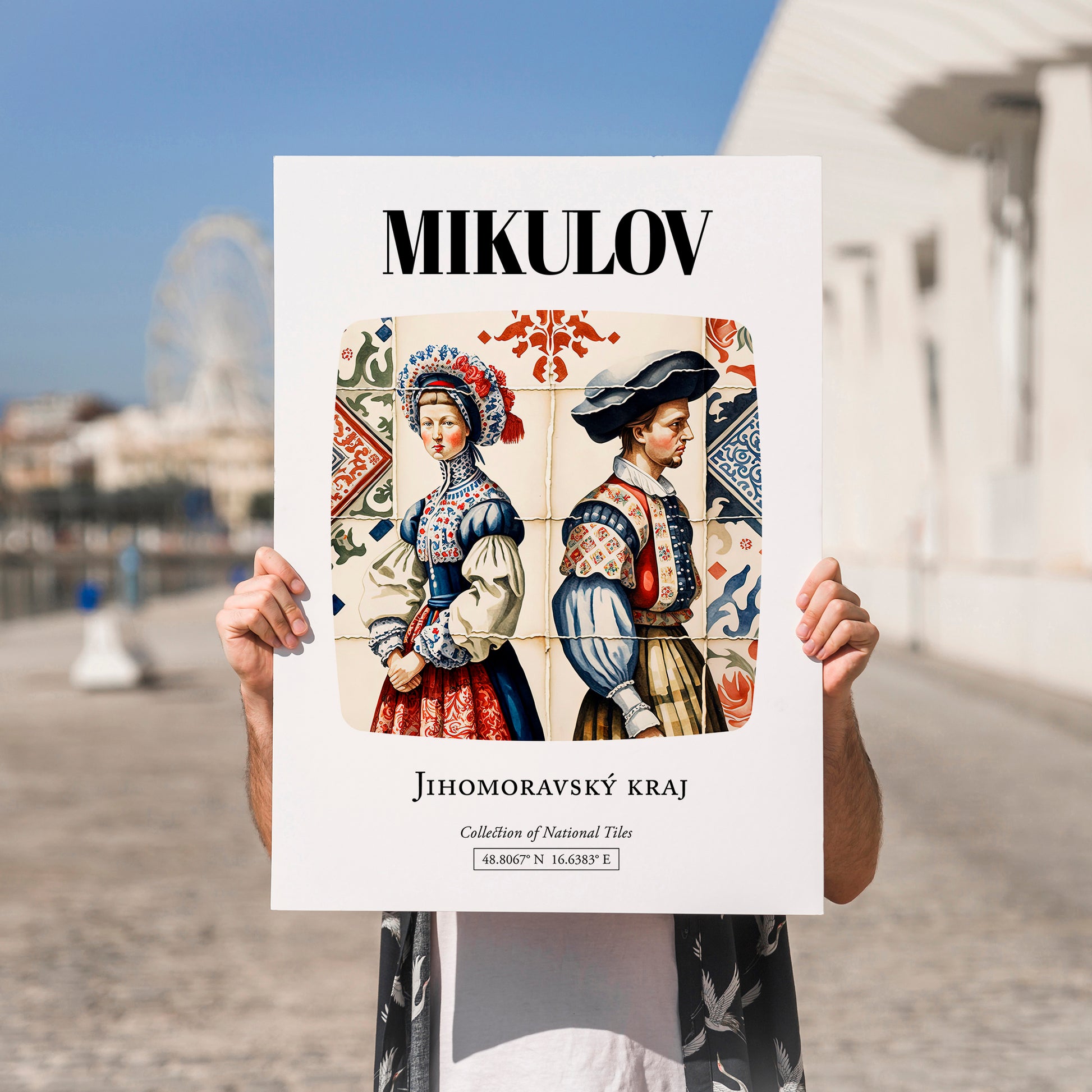 Mikulov, Czech Republic – Travel Print, no-text version framed in wood