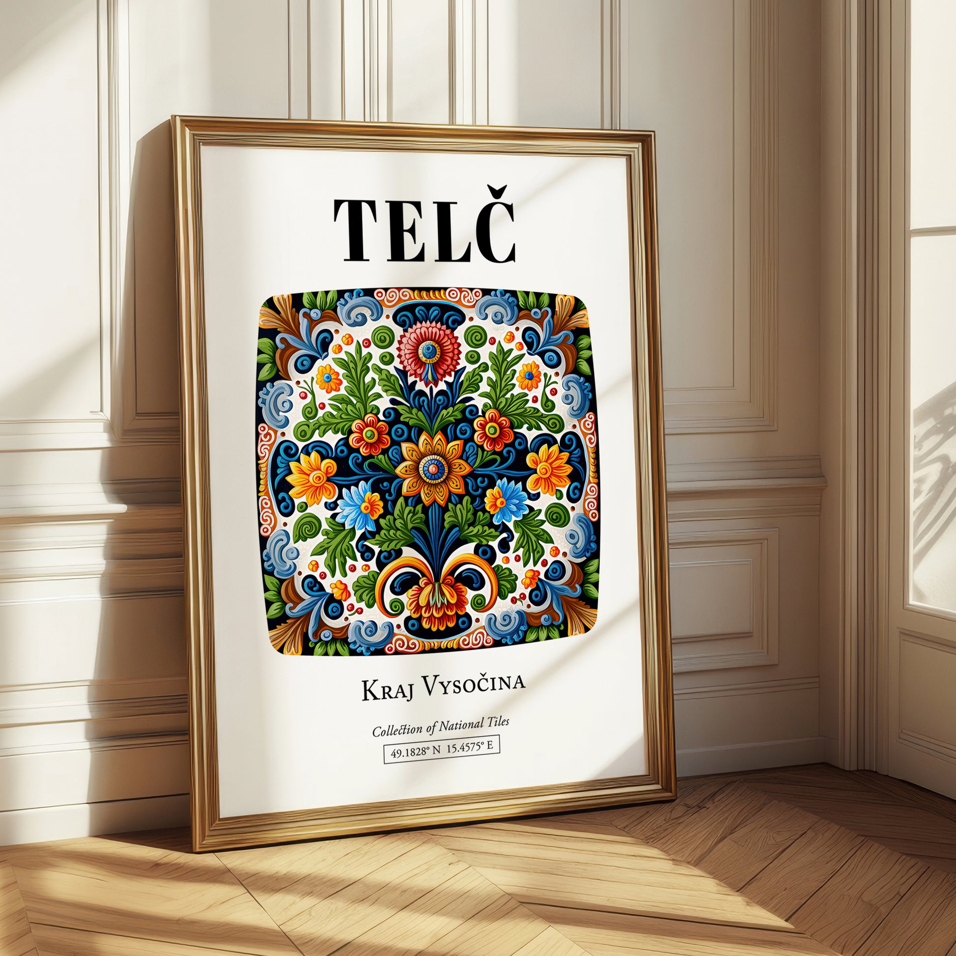 Telč, Czech Republic – Illustrated Travel Poster, styled in a charming Paris street view