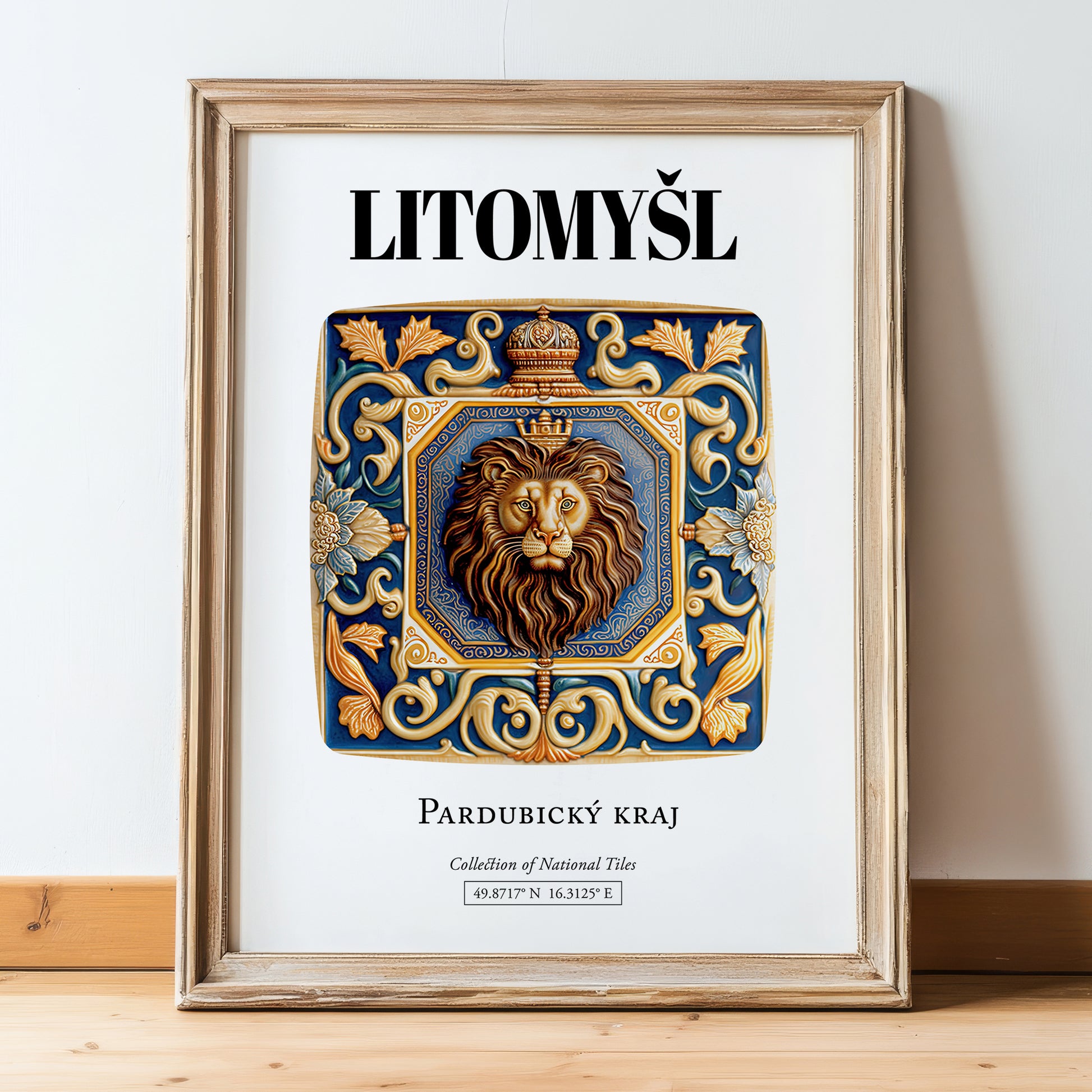 Litomyšl, Czech Republic – Travel Print, in wooden frame leaning on the floor