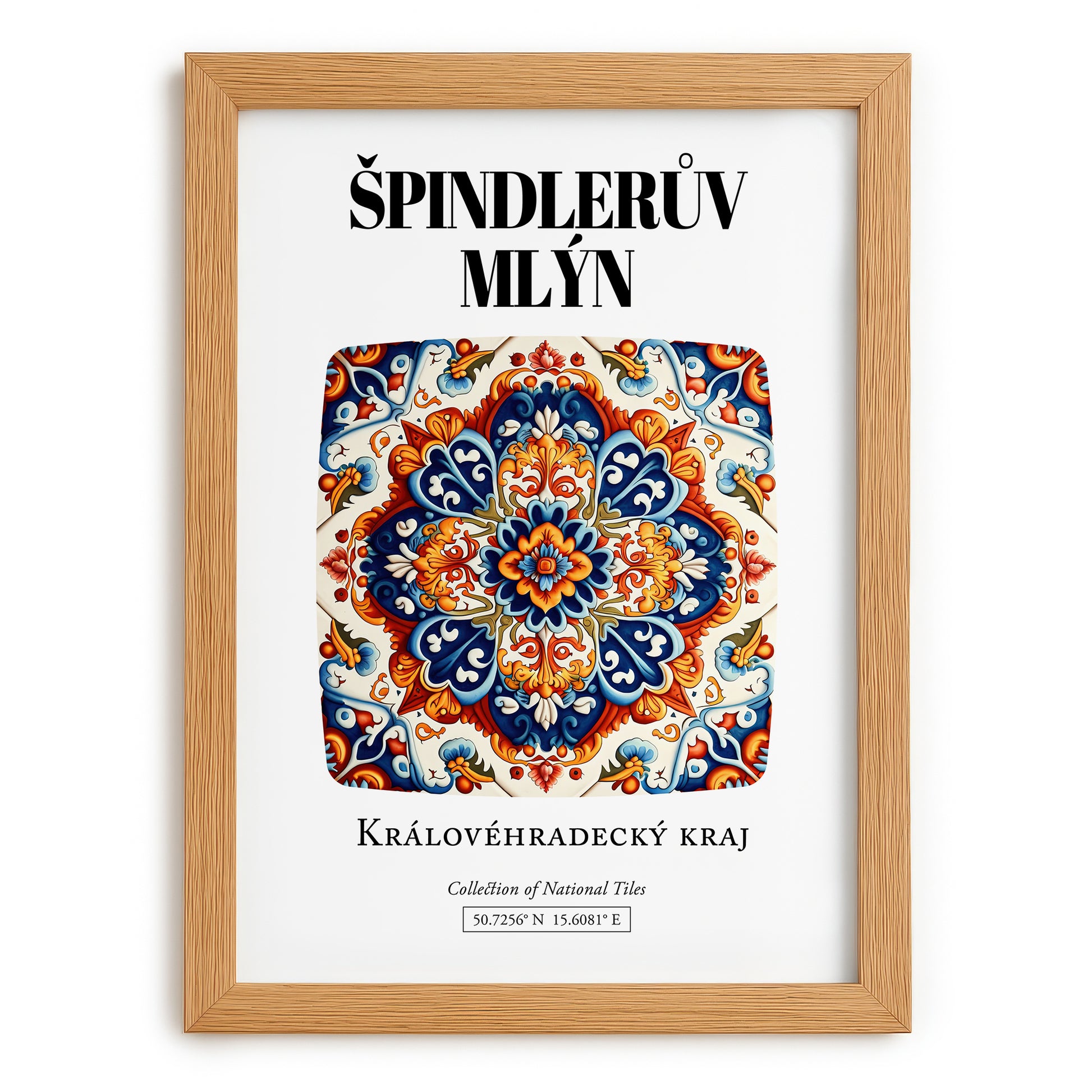 Špindlerův Mlýn, Czech Republic – Travel Destination Art, set in oak frame