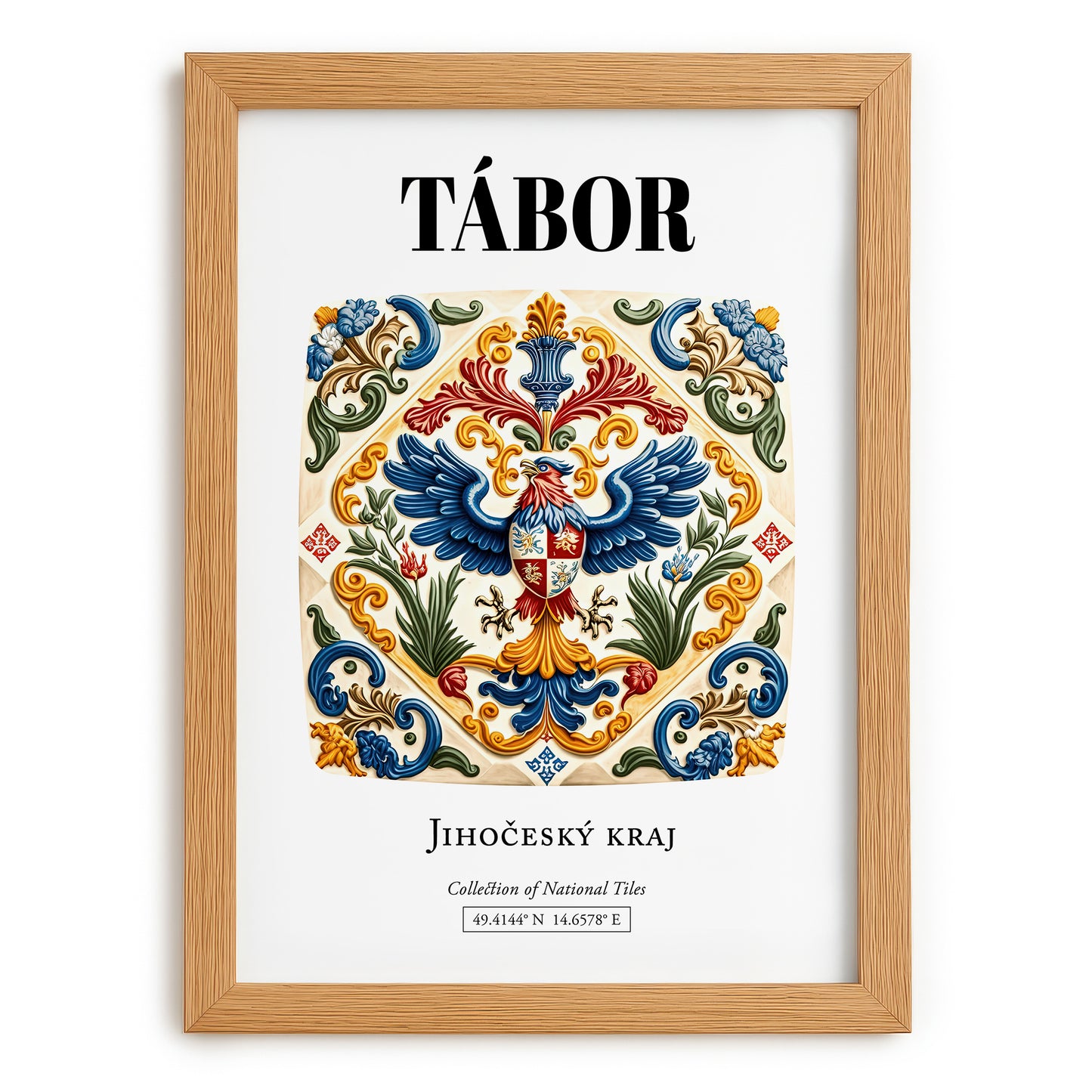 Tábor, Czech Republic – Travel Wall Art, set in oak frame