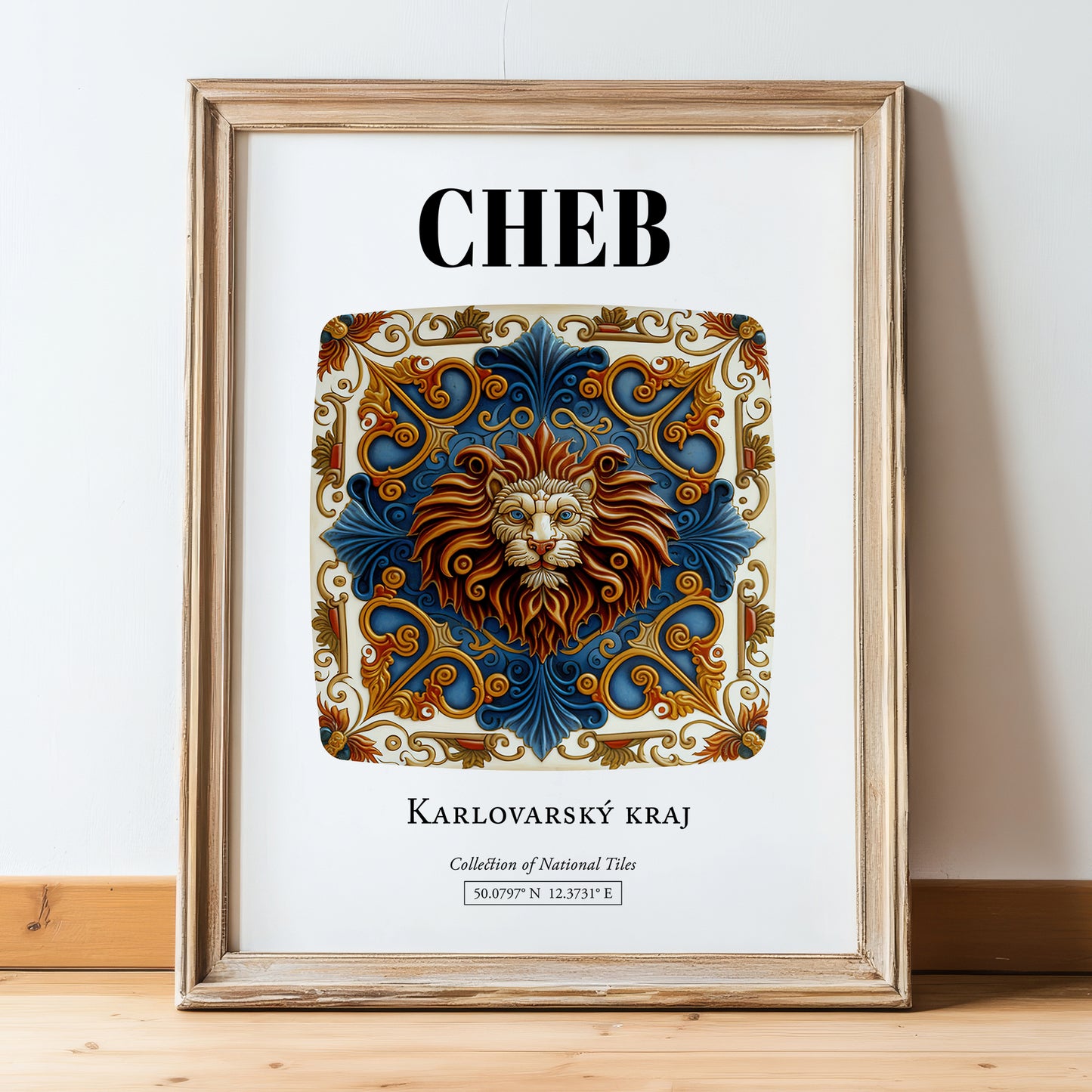 Cheb, Czech Republic – Travel Print, in wooden frame leaning on the floor