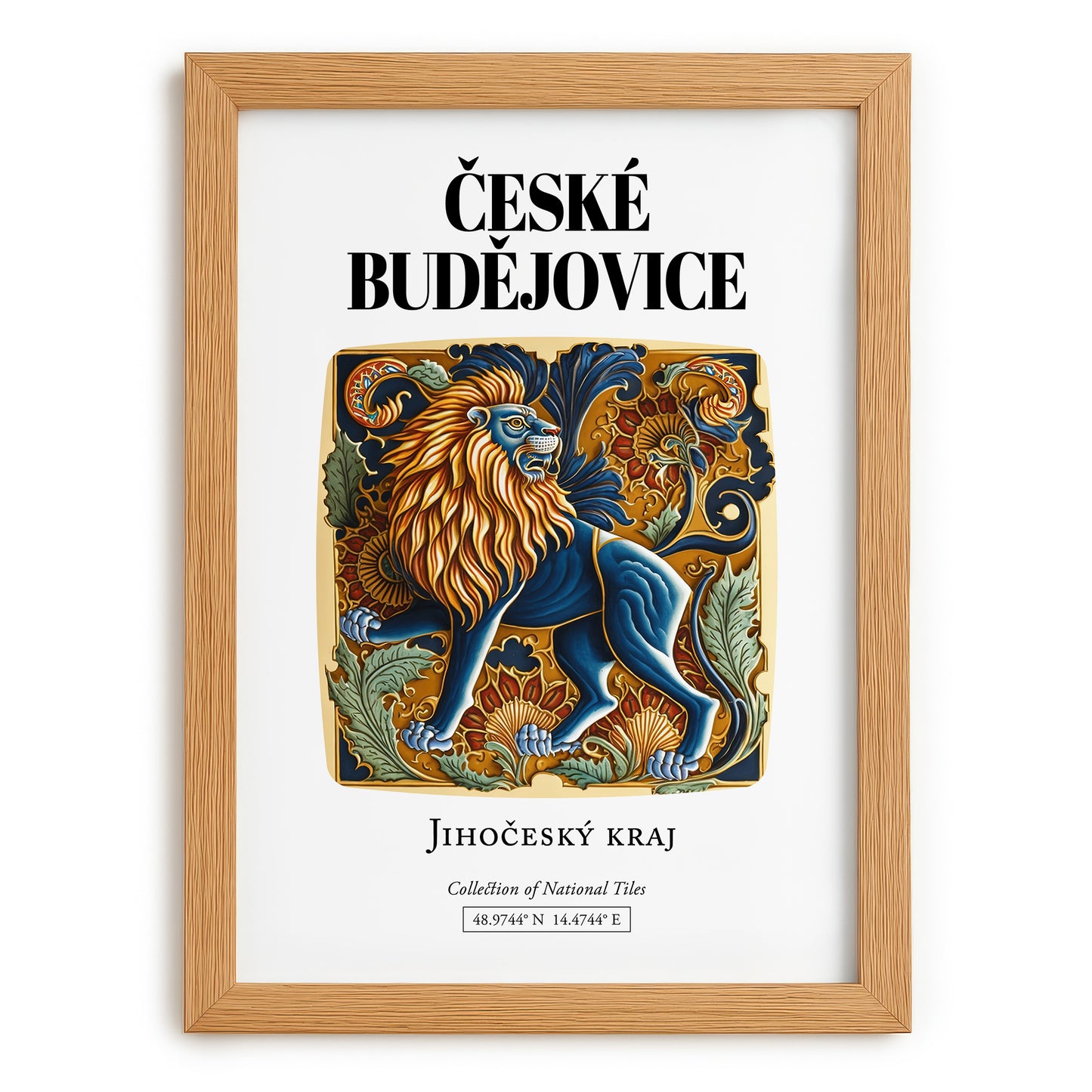 České Budějovice, Czech Republic – World Travel Art, set in oak frame