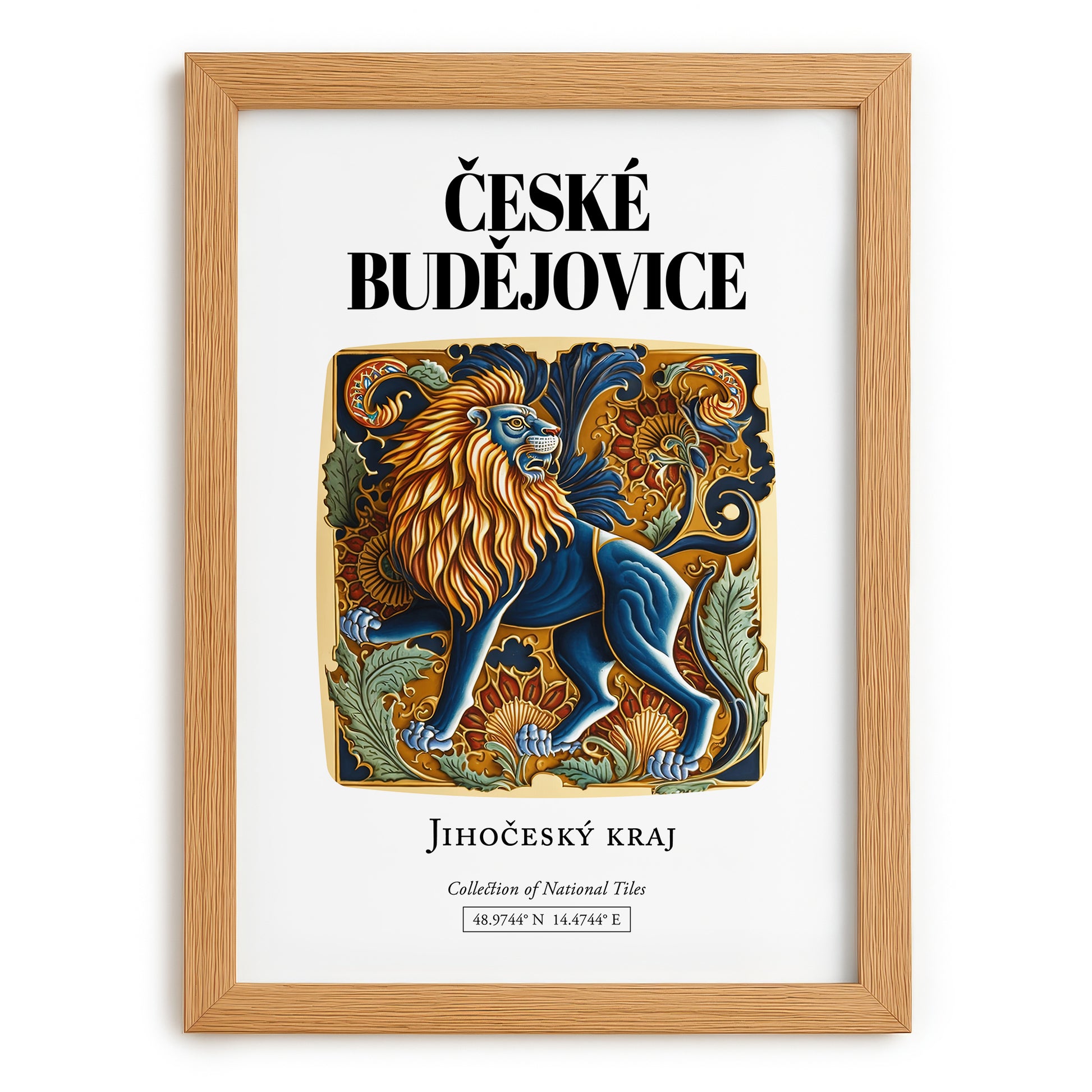 České Budějovice, Czech Republic – World Travel Art, set in oak frame