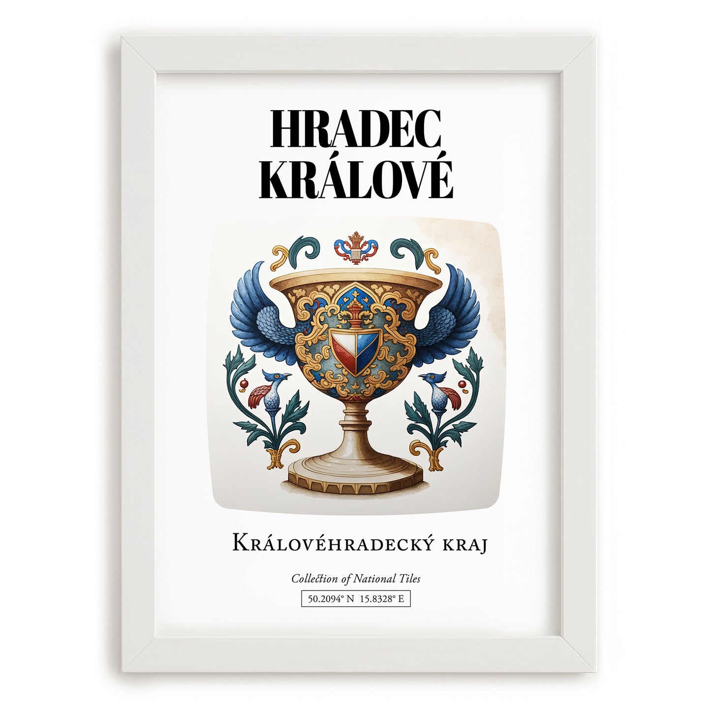 Hradec Králové, Czech Republic – Travel Poster, placed in minimal white frame
