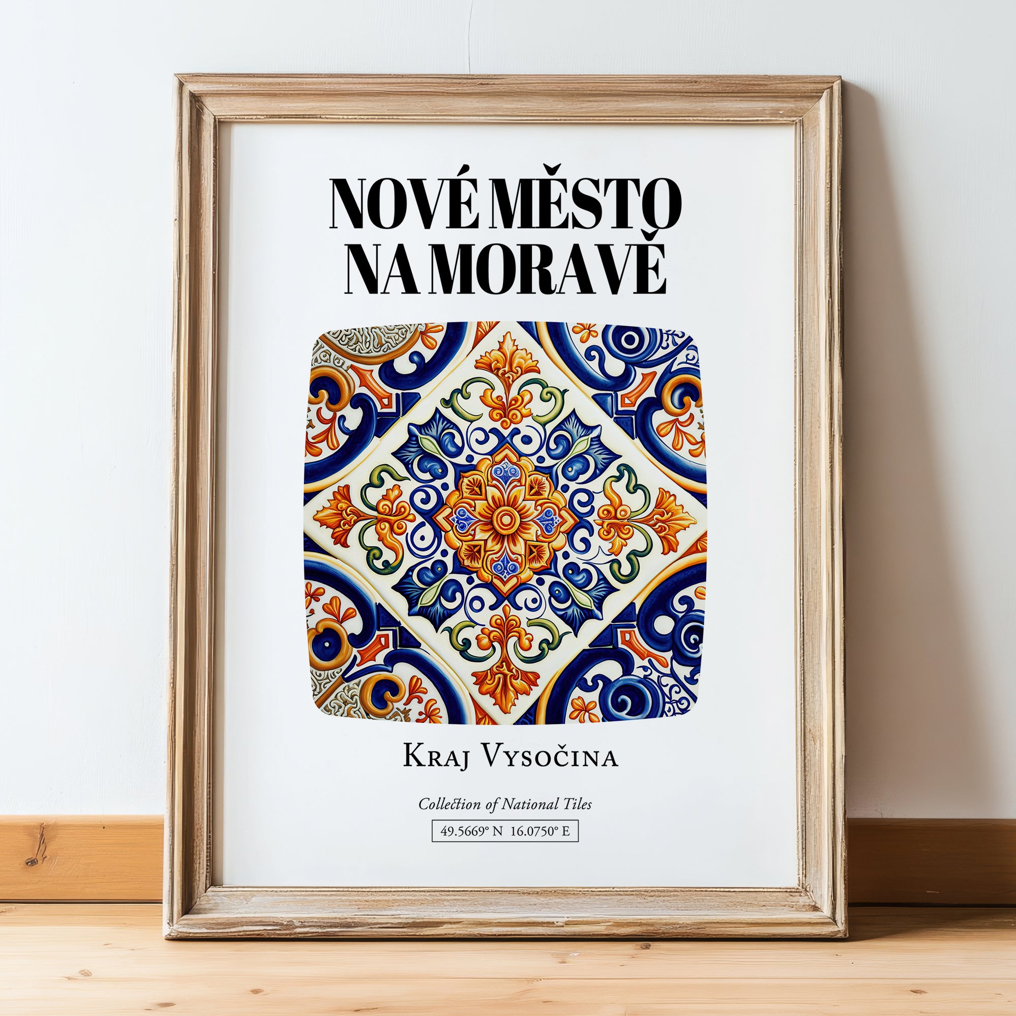 Nové Město Na Moravě, Czech Republic – Cityscape Wall Art, in wooden frame leaning on the floor