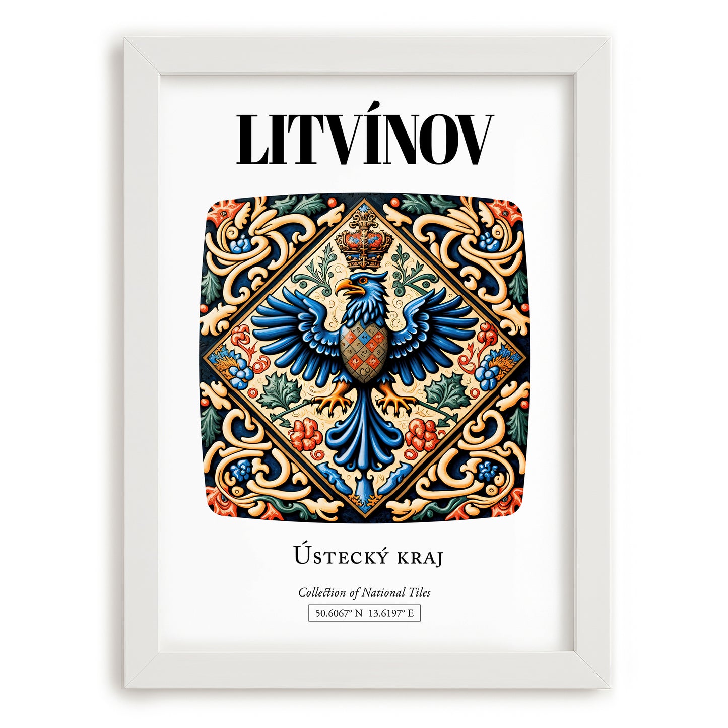 Litvínov, Czech Republic – Travel Wall Art, placed in minimal white frame