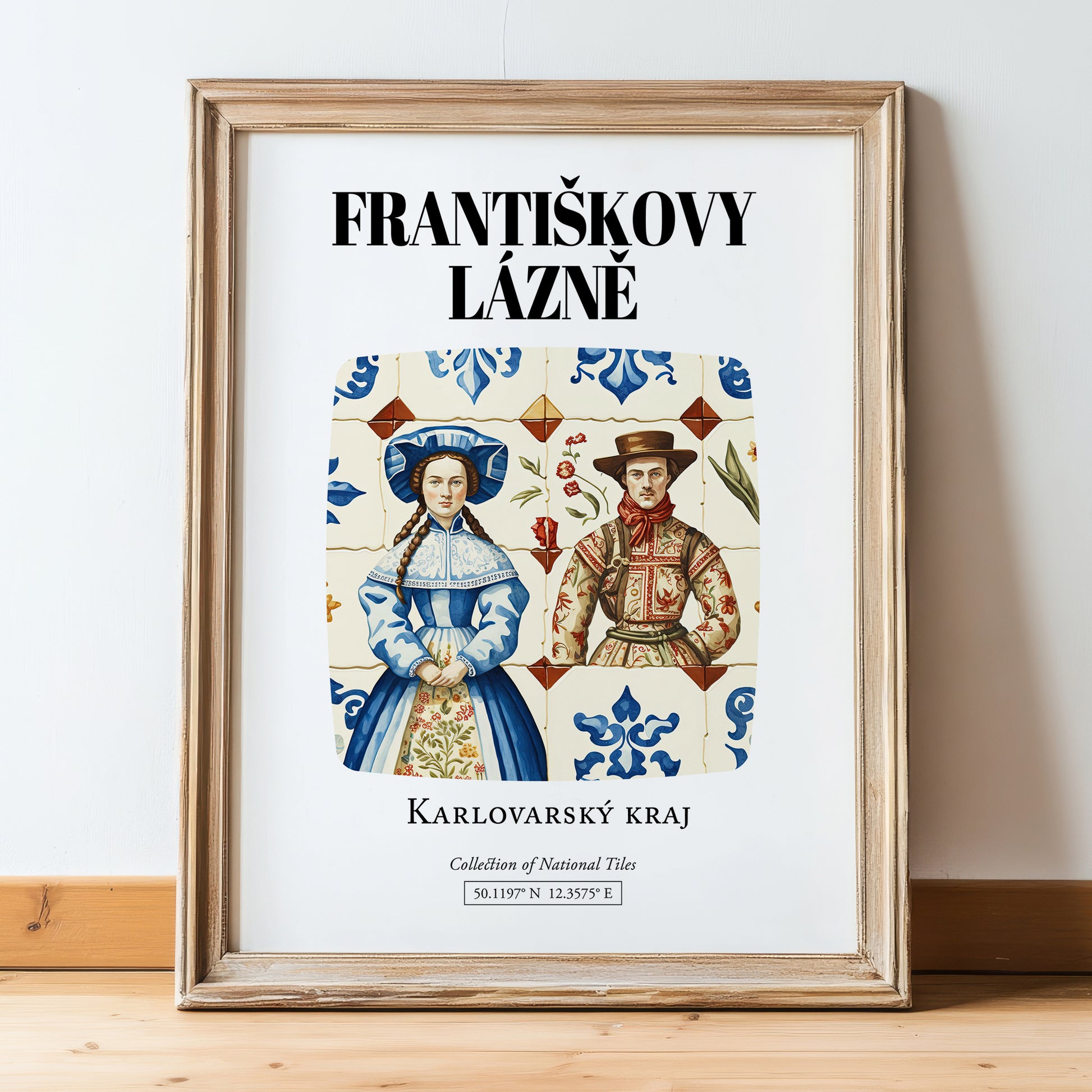 Františkovy Lázně, Czech Republic – Travel Print, in wooden frame leaning on the floor