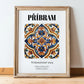 Příbram, Czech Republic – Travel Poster, in wooden frame leaning on the floor