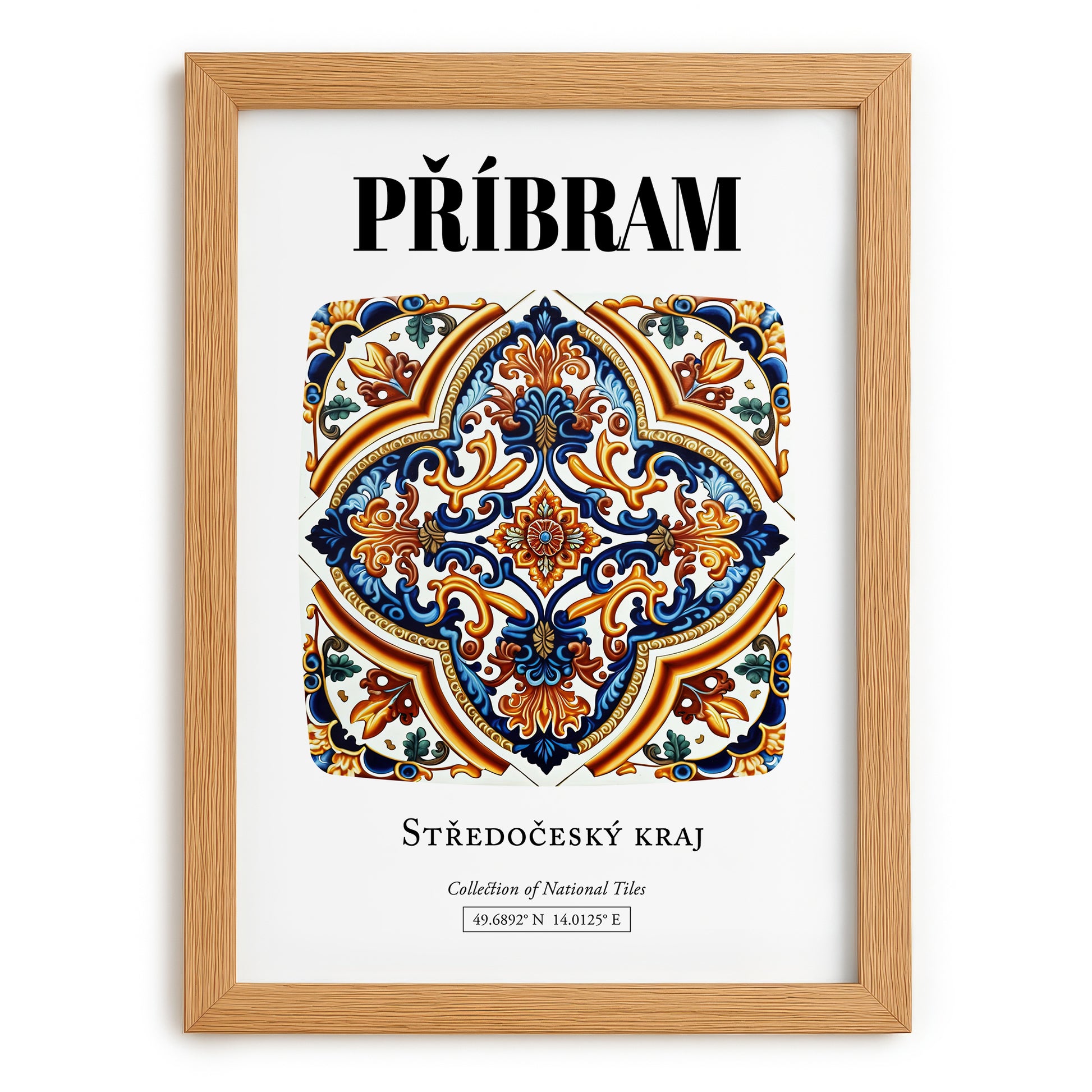 Příbram, Czech Republic – Travel Poster, set in oak frame