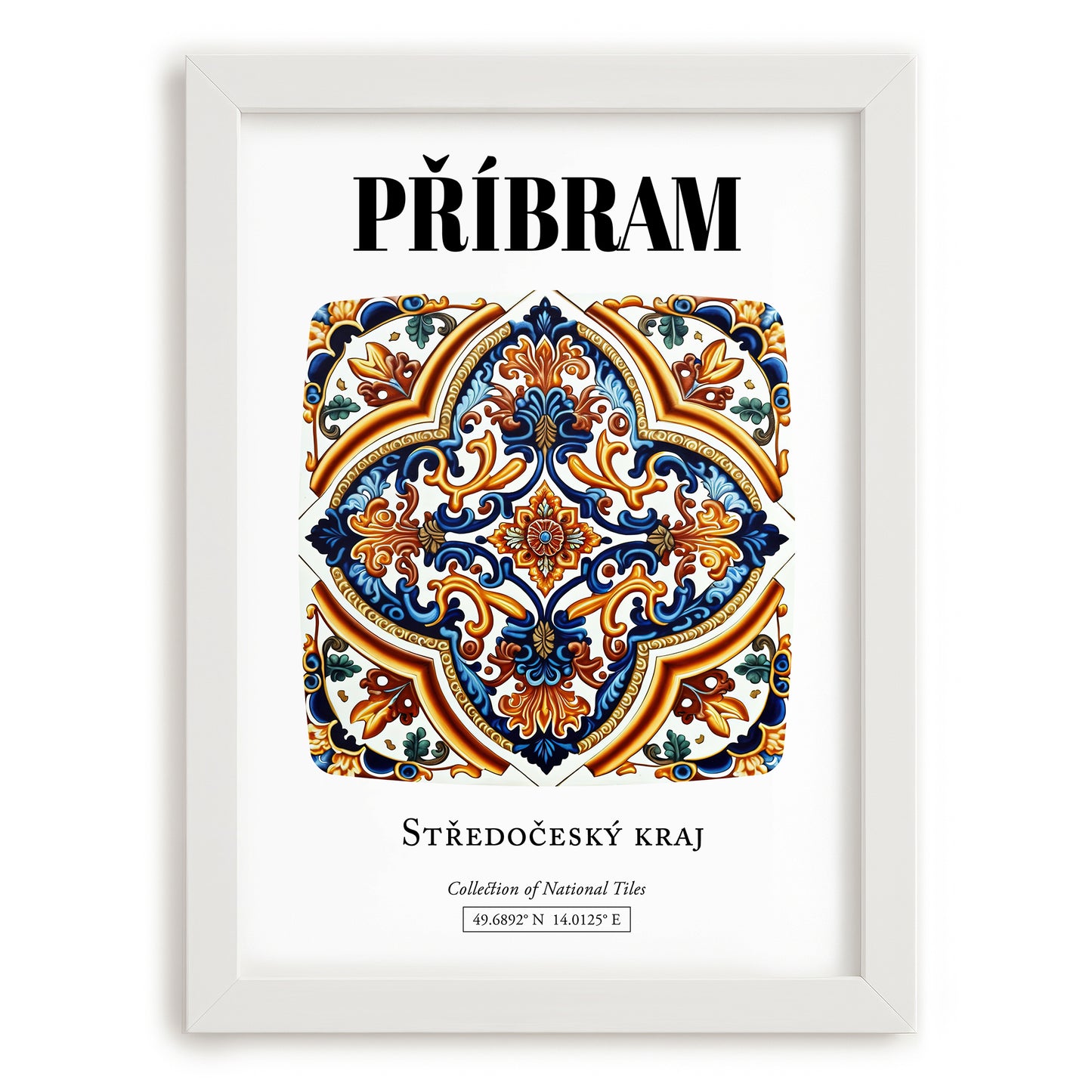 Příbram, Czech Republic – Travel Poster, placed in minimal white frame