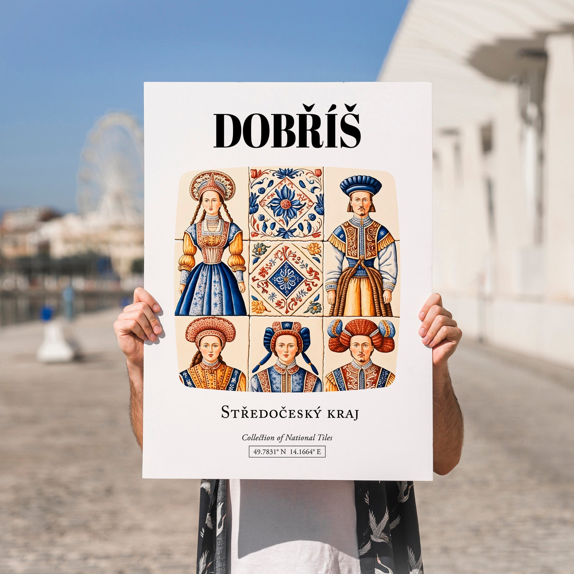 Dobříš, Czech Republic – Travel Print, no-text version framed in wood