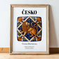 Česko, Czech Republic – Travel Poster, in wooden frame leaning on the floor