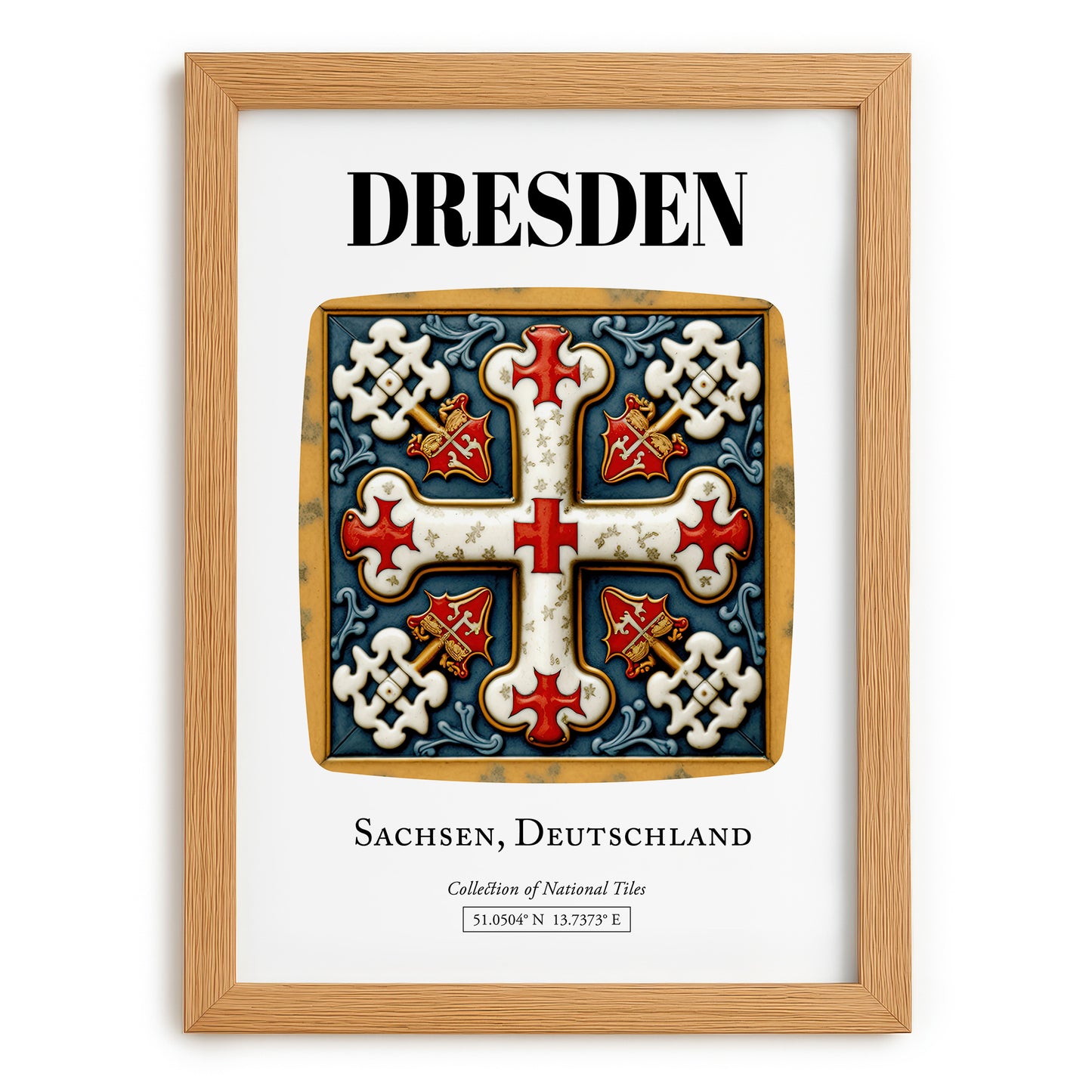 Dresden, Germany – Travel Poster, set in oak frame