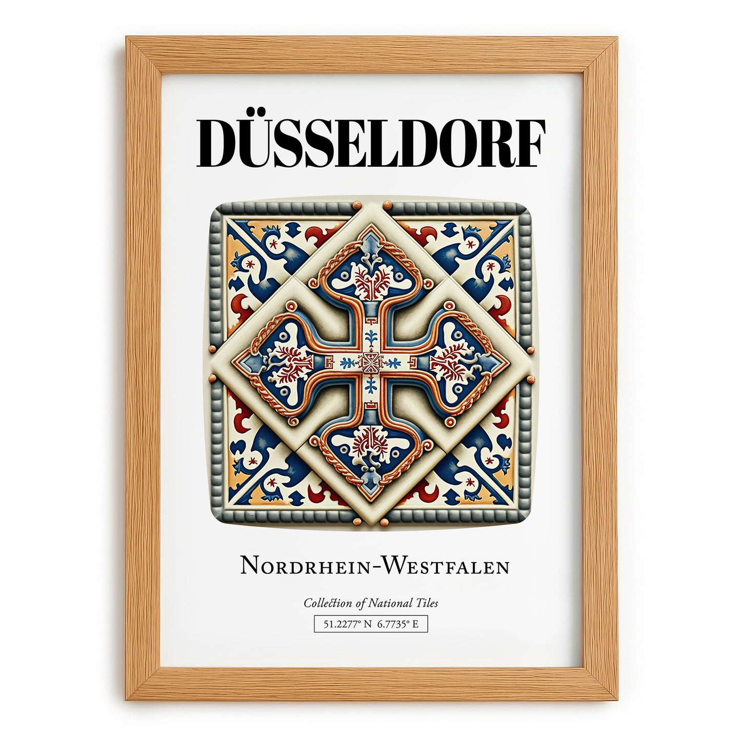 Düsseldorf, Germany – Cultural Heritage Wall Art, set in oak frame