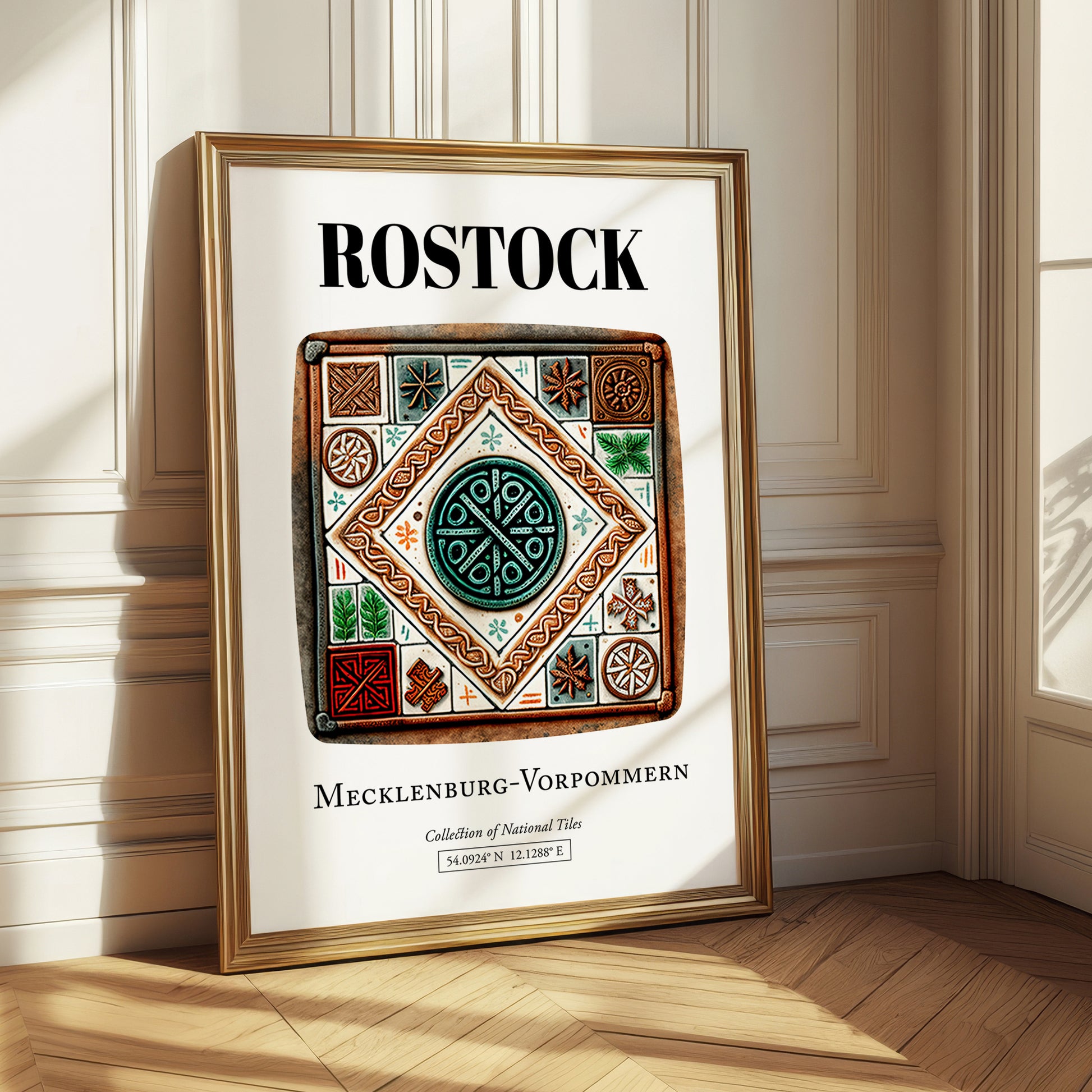 Rostock, Germany – Travel Poster, styled in a charming Paris street view