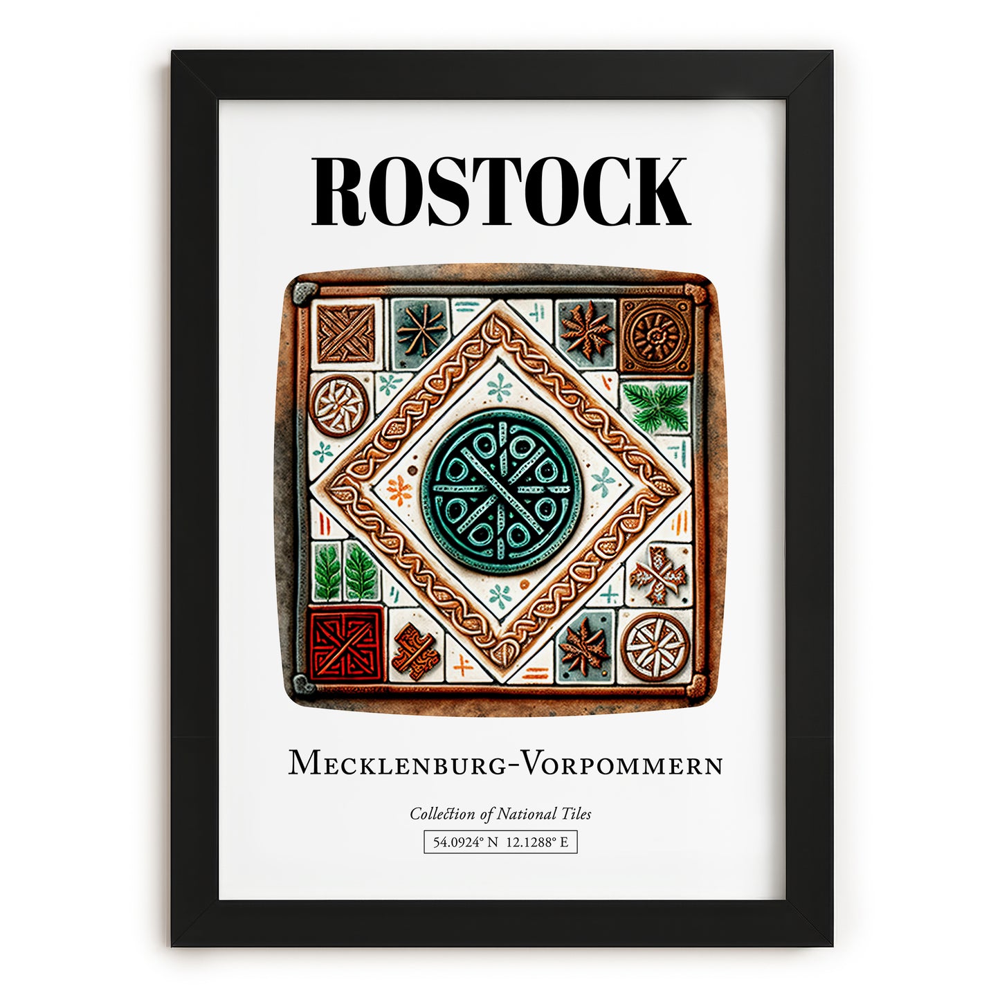 Rostock, Germany – Travel Poster, in sleek black frame