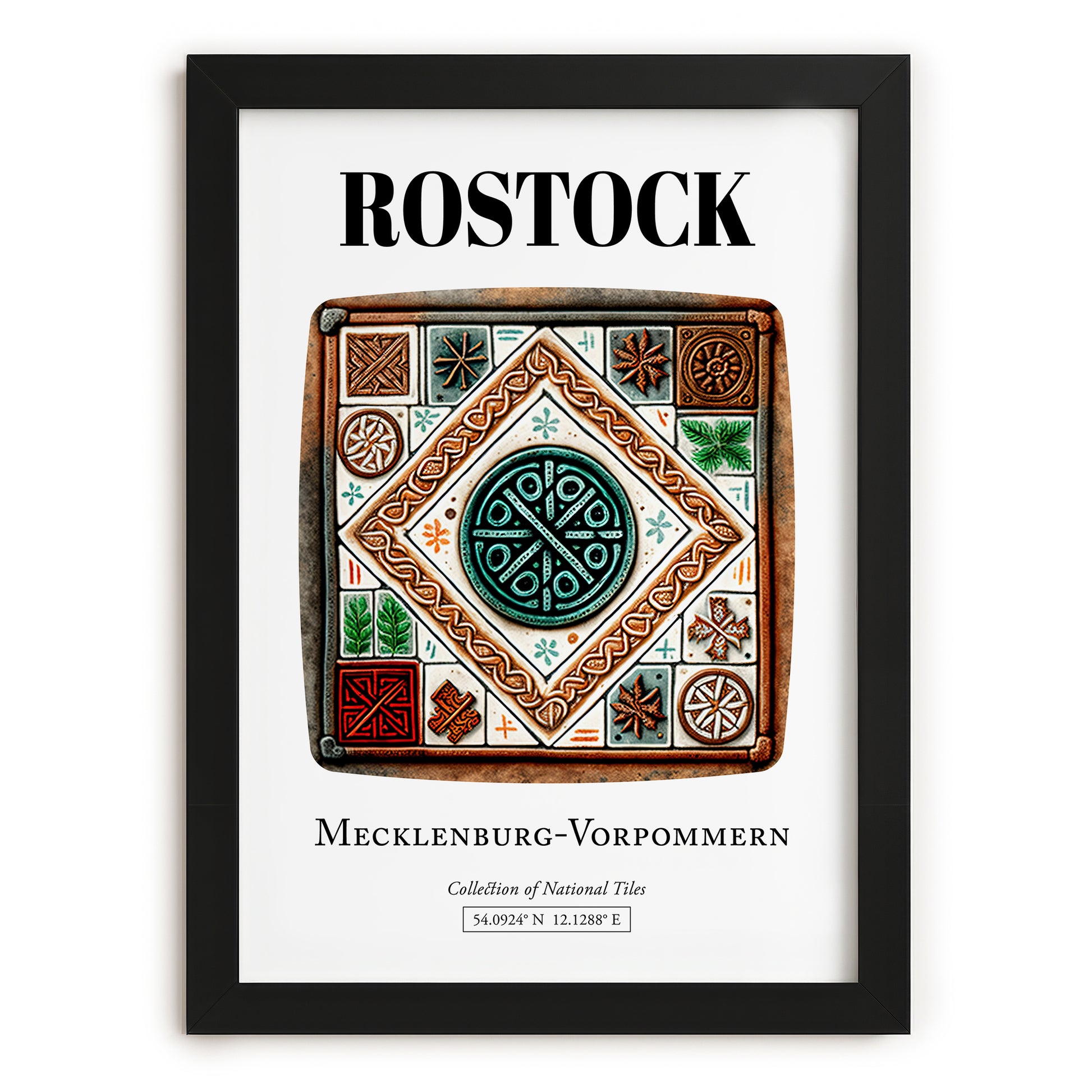 Rostock, Germany – Travel Poster, in sleek black frame