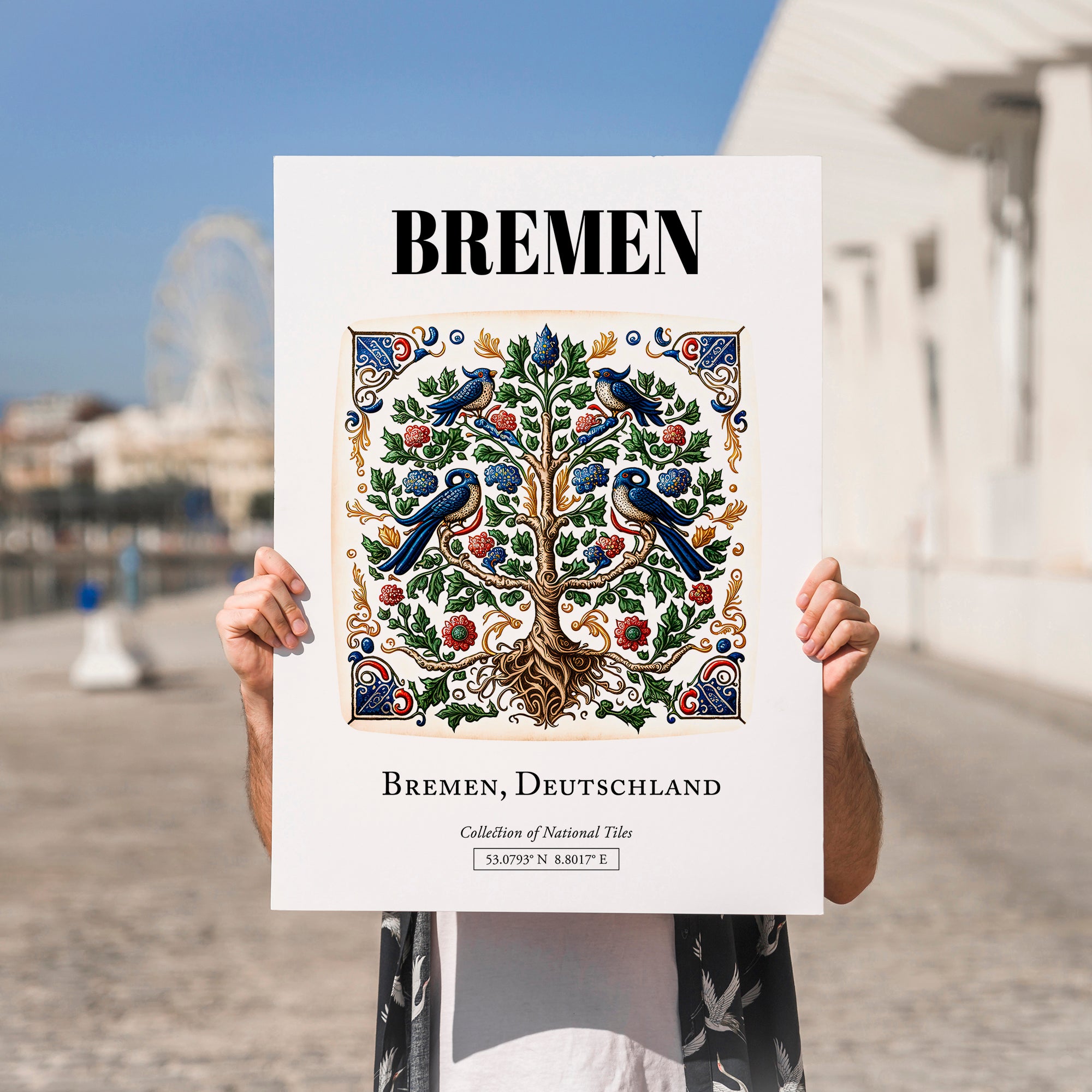 Bremen, Germany – Wanderlust-Inspired Poster, no-text version framed in wood