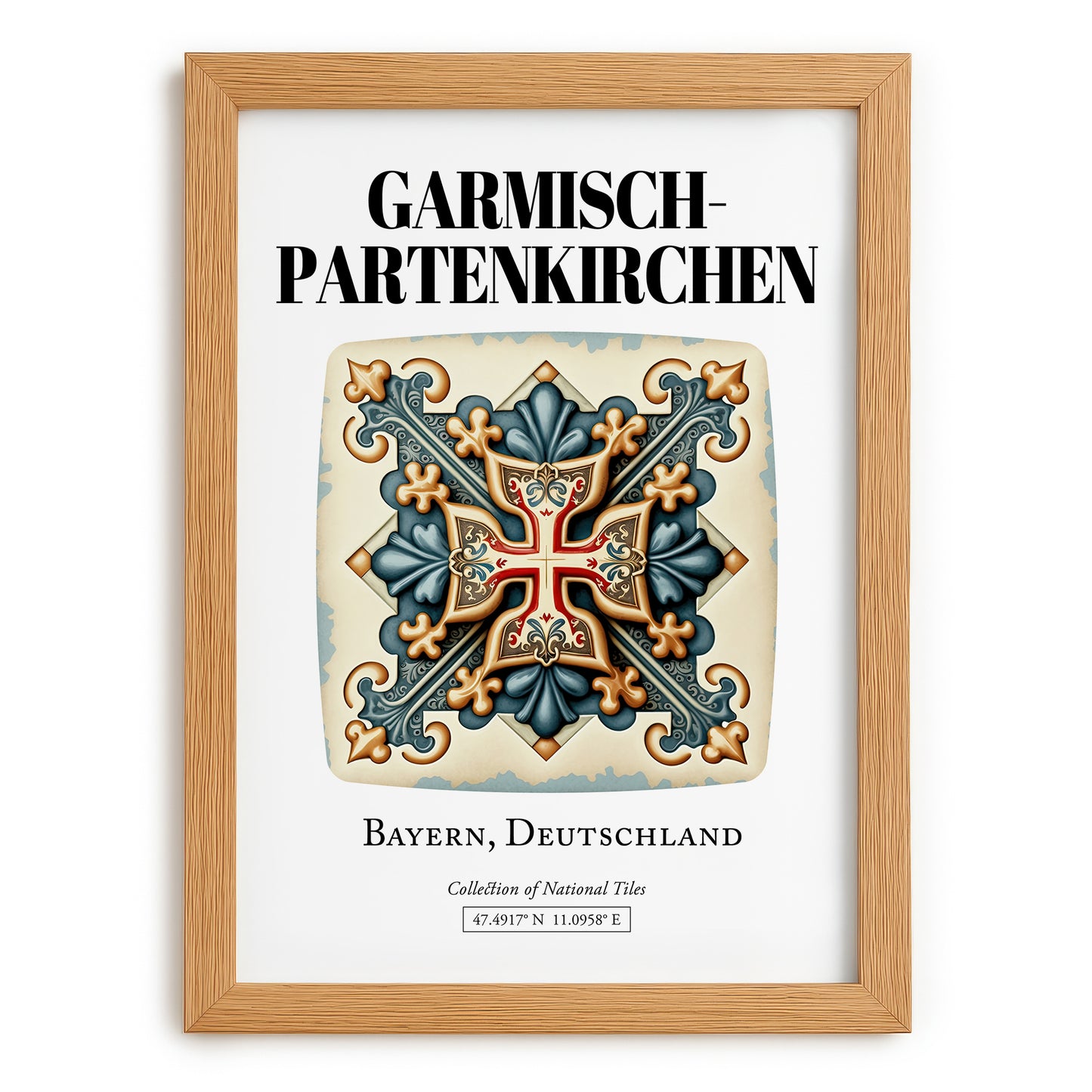 Garmisch-partenkirchen, Germany – Cityscape Wall Art, set in oak frame